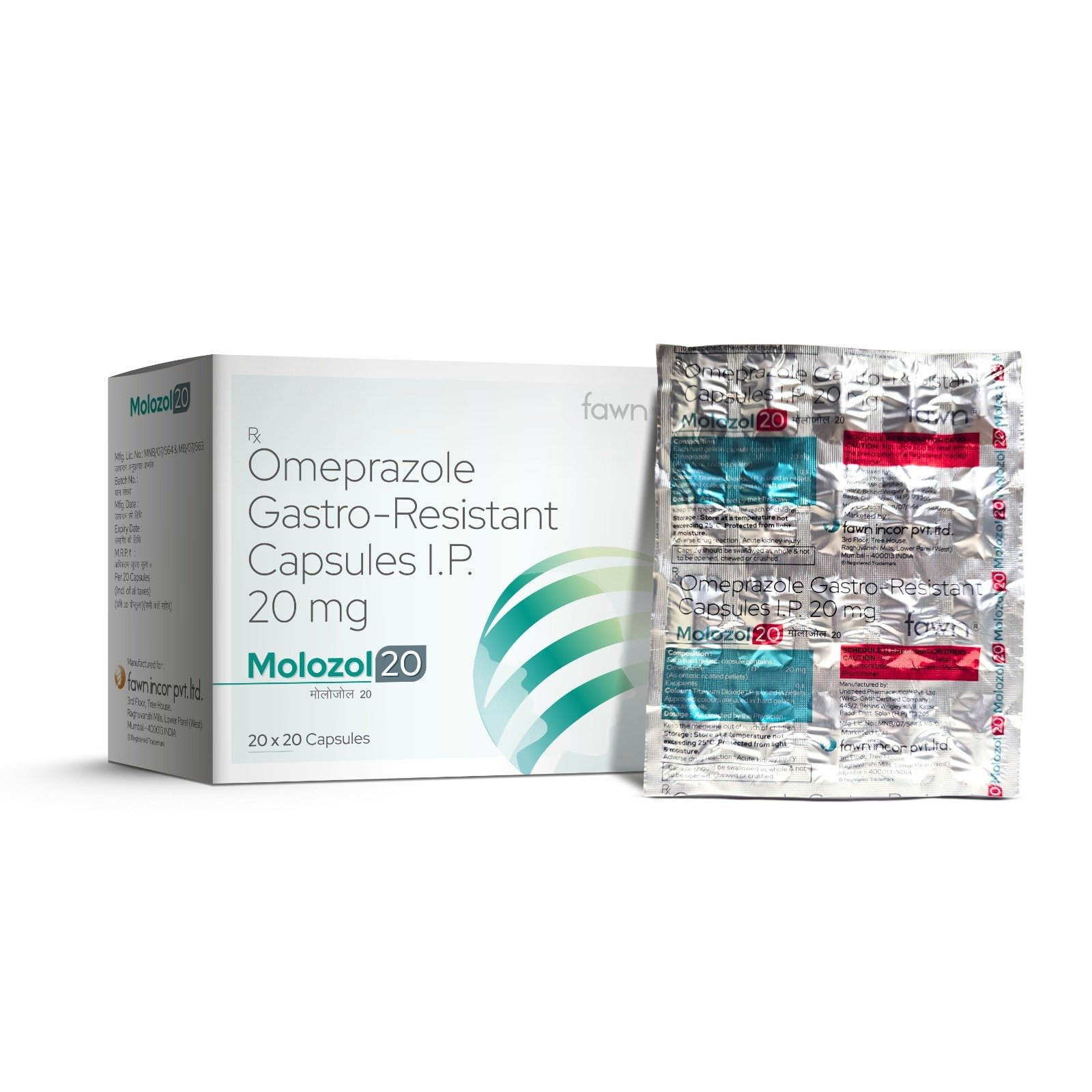 Omeprazole Gastro-Resistant Capsules IP 20 Mg - MOLOZOL 20 image 2