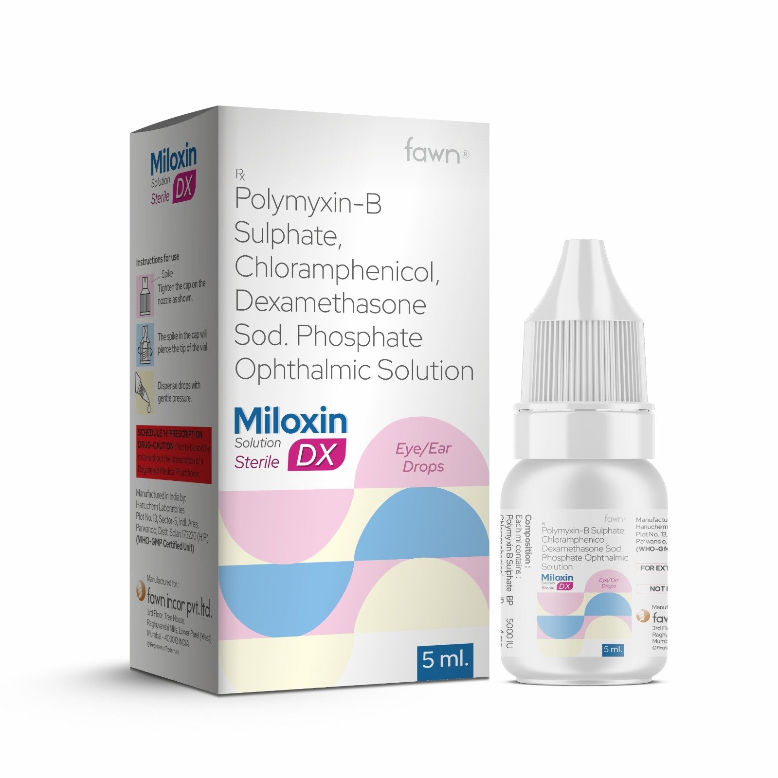Polymyxin B Sulphate, Chloramphenicol & Dexamethasone Sodium Phosphate Ophthalmic Solution - MILOXIN DX Ear/Eye Drops