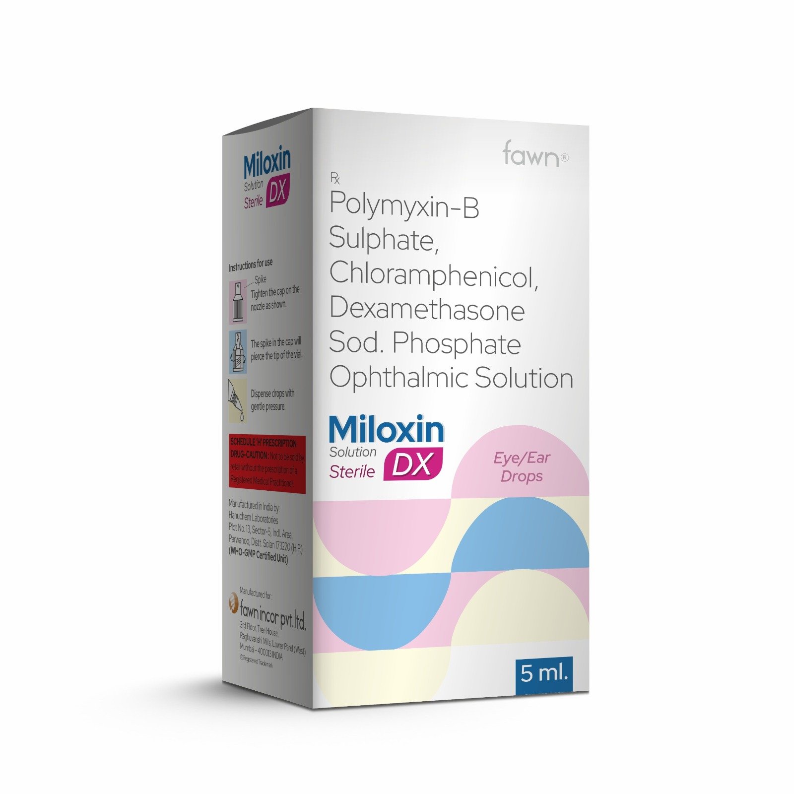 Polymyxin B Sulphate, Chloramphenicol & Dexamethasone Sodium Phosphate Ophthalmic Solution - MILOXIN DX Ear/Eye Drops