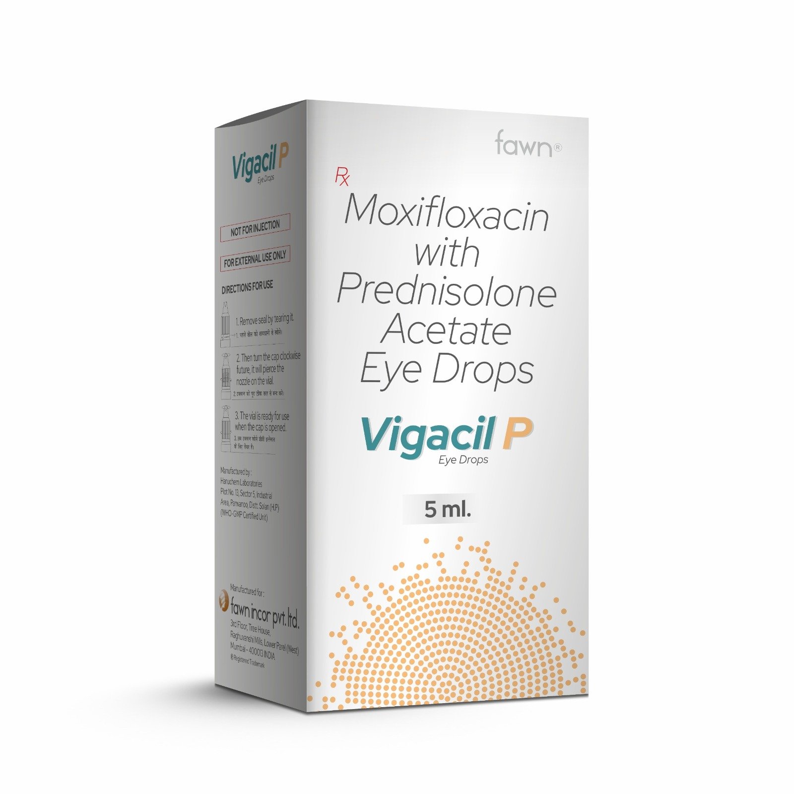 Moxifloxacin with Prednisolone Acetate Eye Drops - VIGACIL P Eye Drop