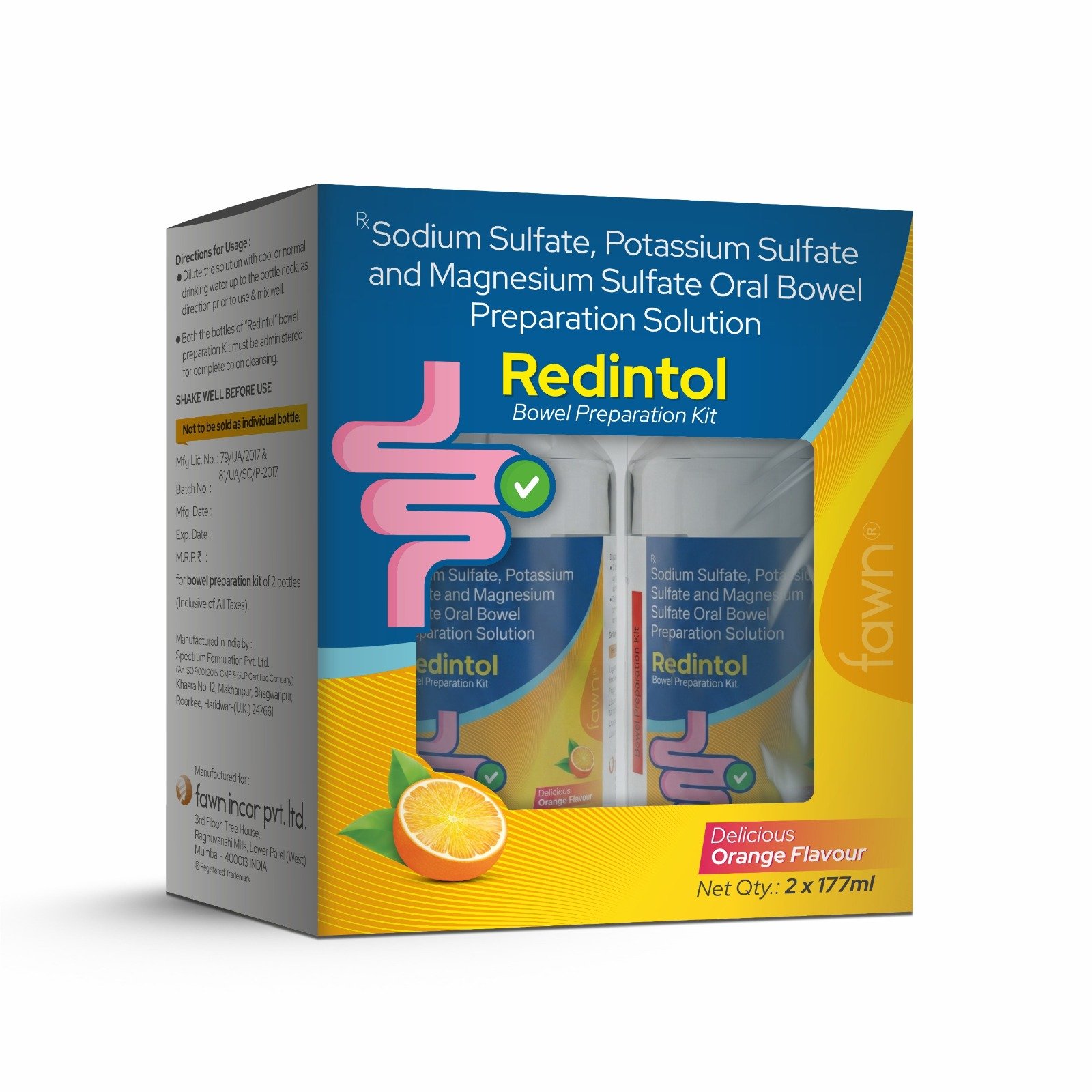 REDINTOL Solution - Sodium Sulfate, Potassium Sulfate & Magnesium Sulfate Oral Bowel Preparation Solution