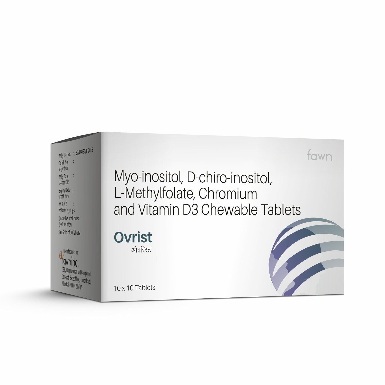 Myo Inositol, D Chiro Inositol, L-Methylfolate, Chromium & Vitamin D3 chewable Tablets - OVRIST