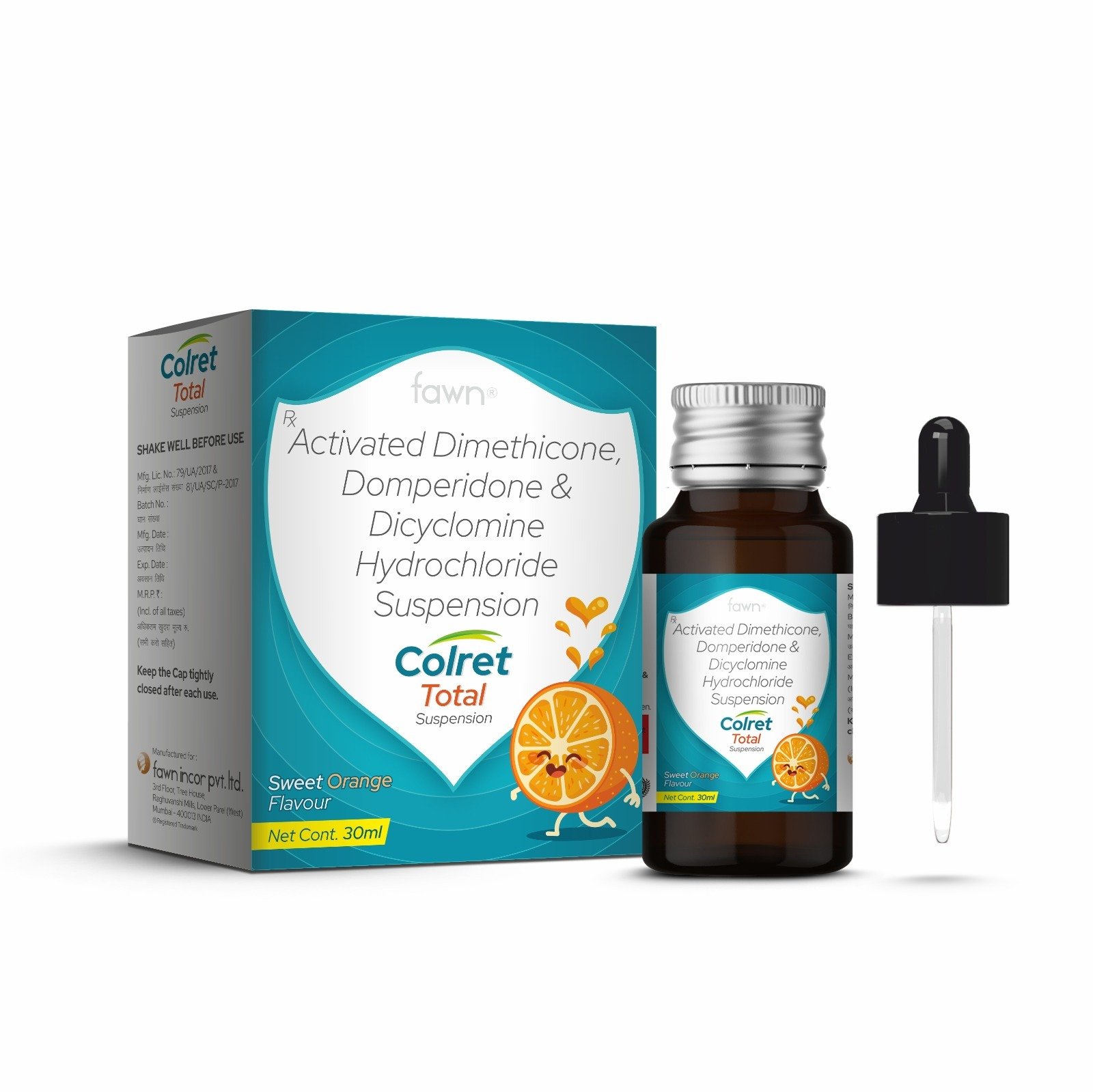 Activated Dimethicone, Domperidone & Dicyclomine Hydrochloride Suspension - COLRET TOTAL Suspension image 2