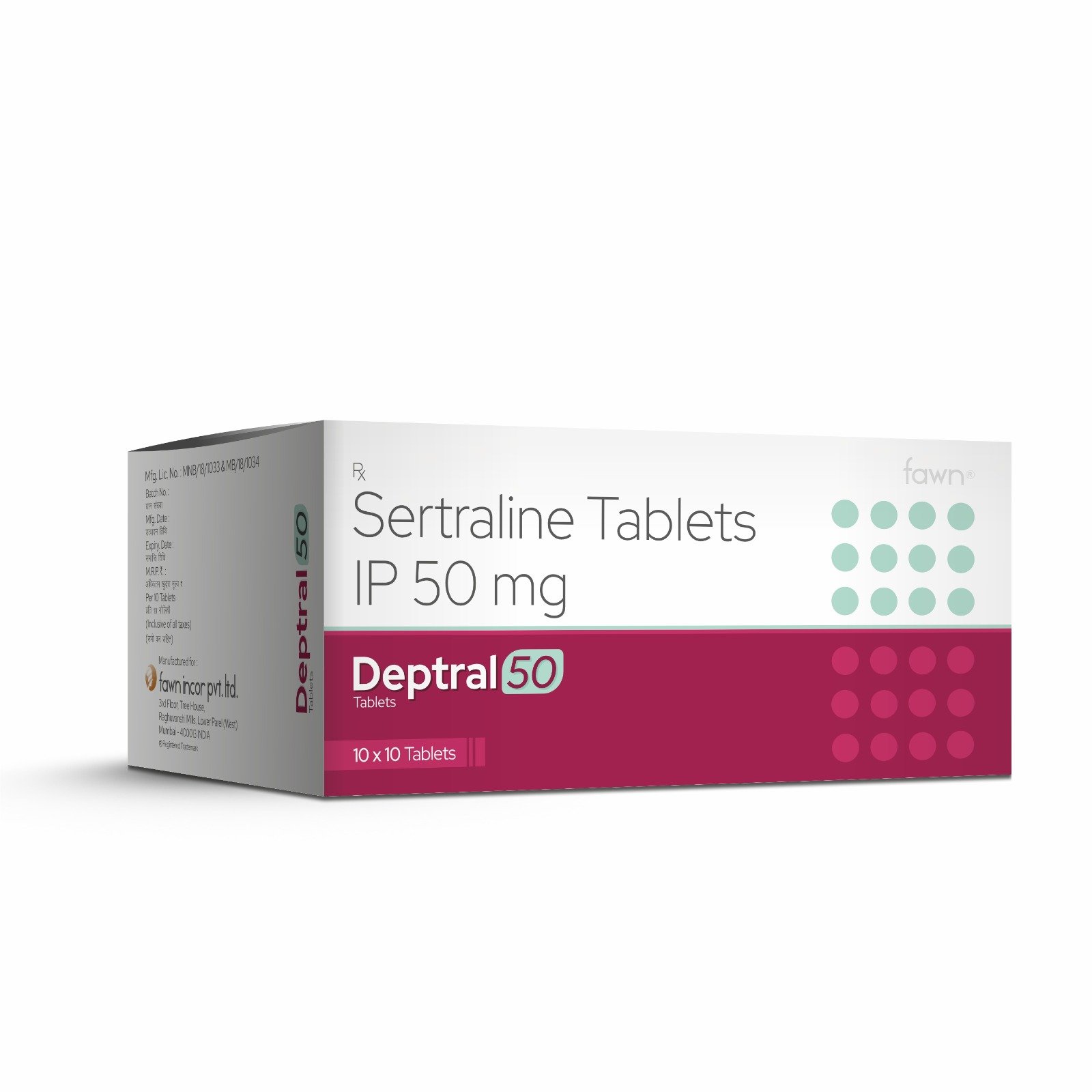 Sertraline Tablets IP 50 Mg - DEPTRAL 50 Tablets