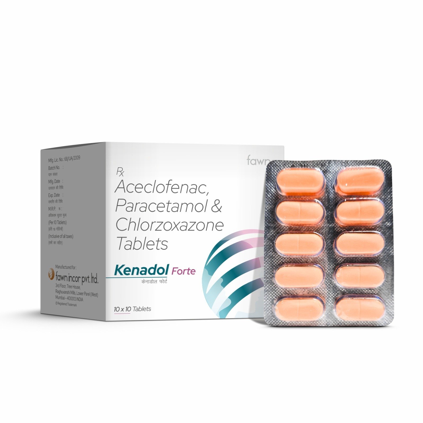 Aceclofenac, Paracetamol & Chlorzoxazone Tablets - KENADOL FORTE