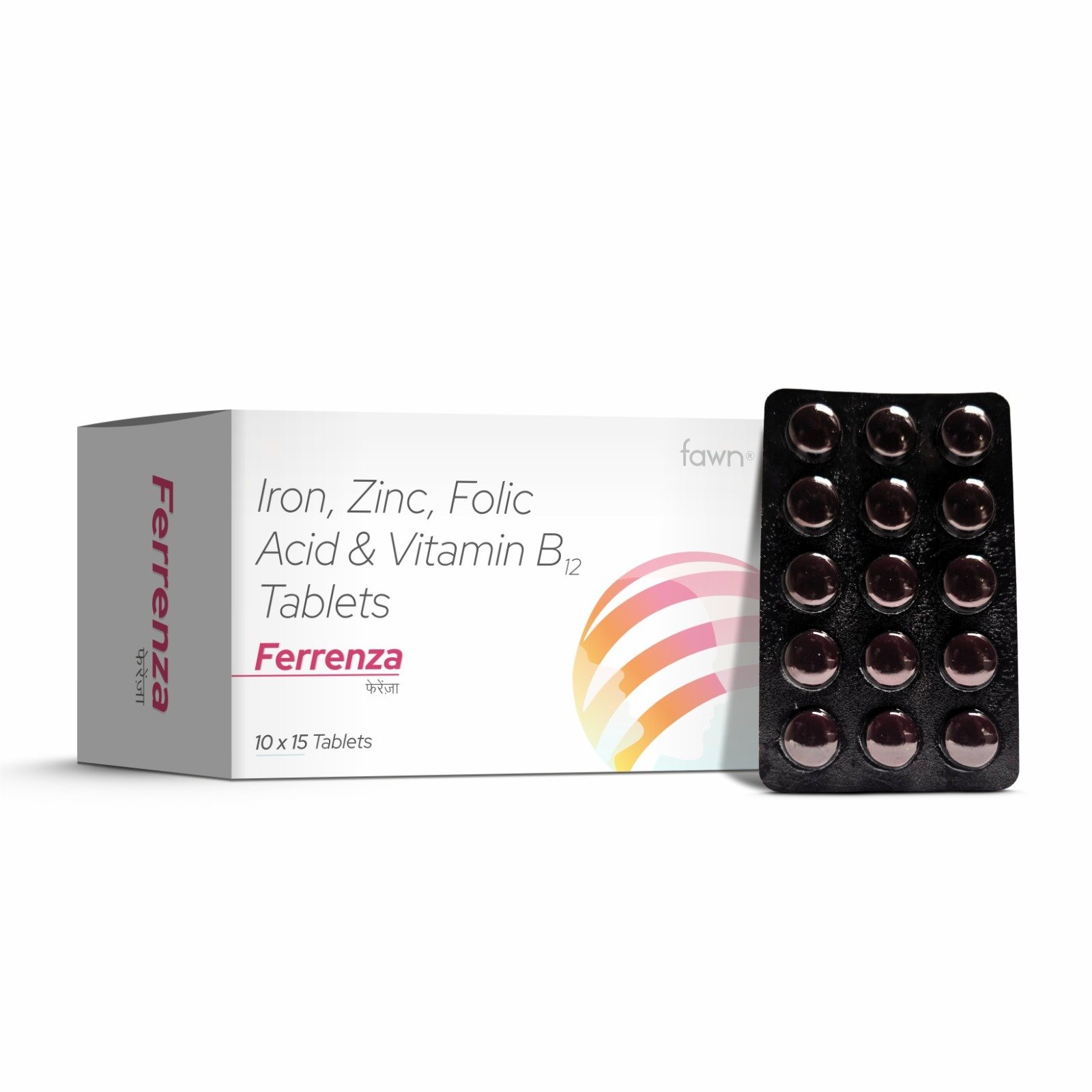 Iron, Zinc, Folic Acid & Vitamin B12 Tablets - FERRENZA Tablets