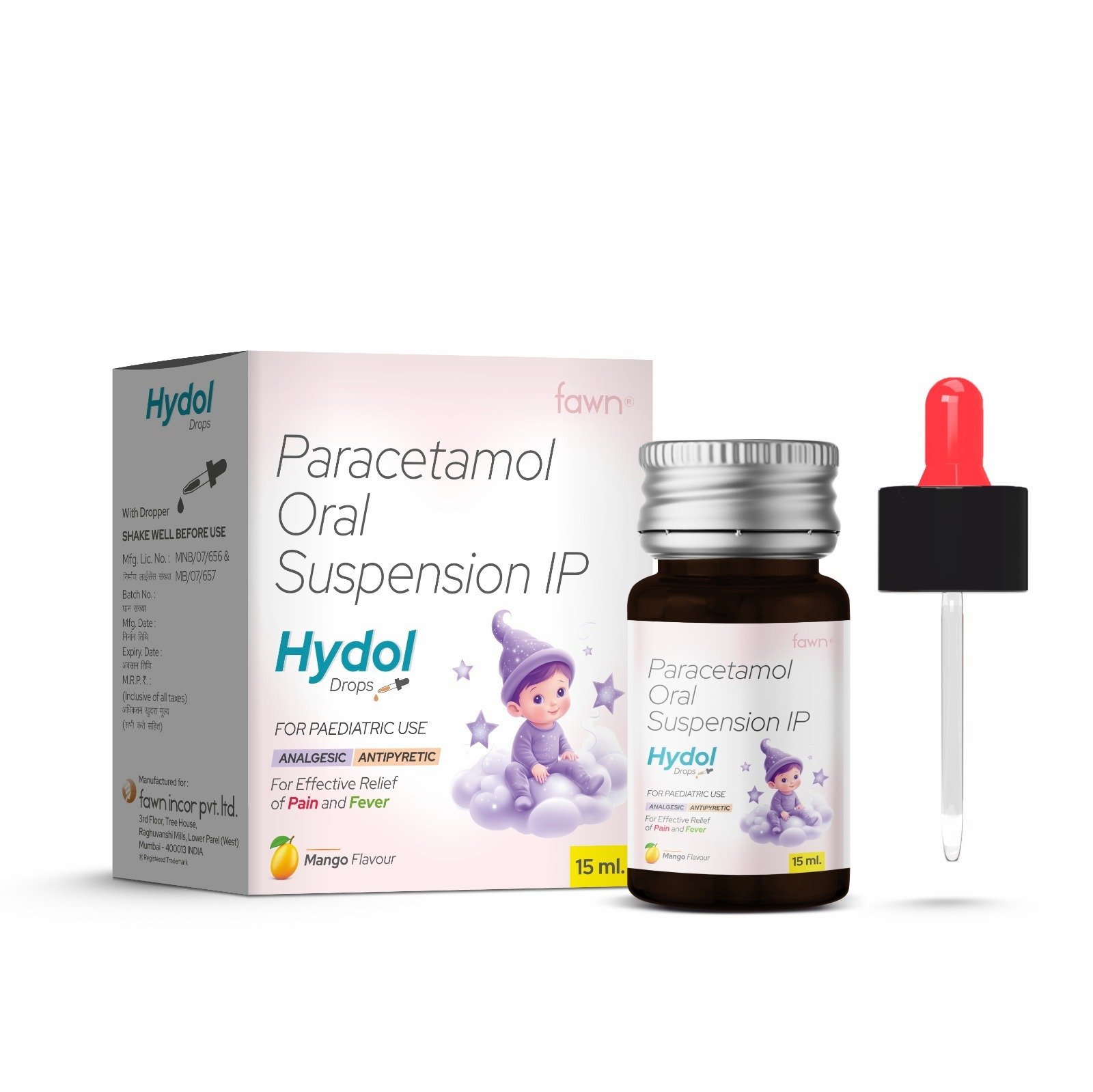 Paracetamol Oral Suspension IP 100 Mg - HYDOL Drops