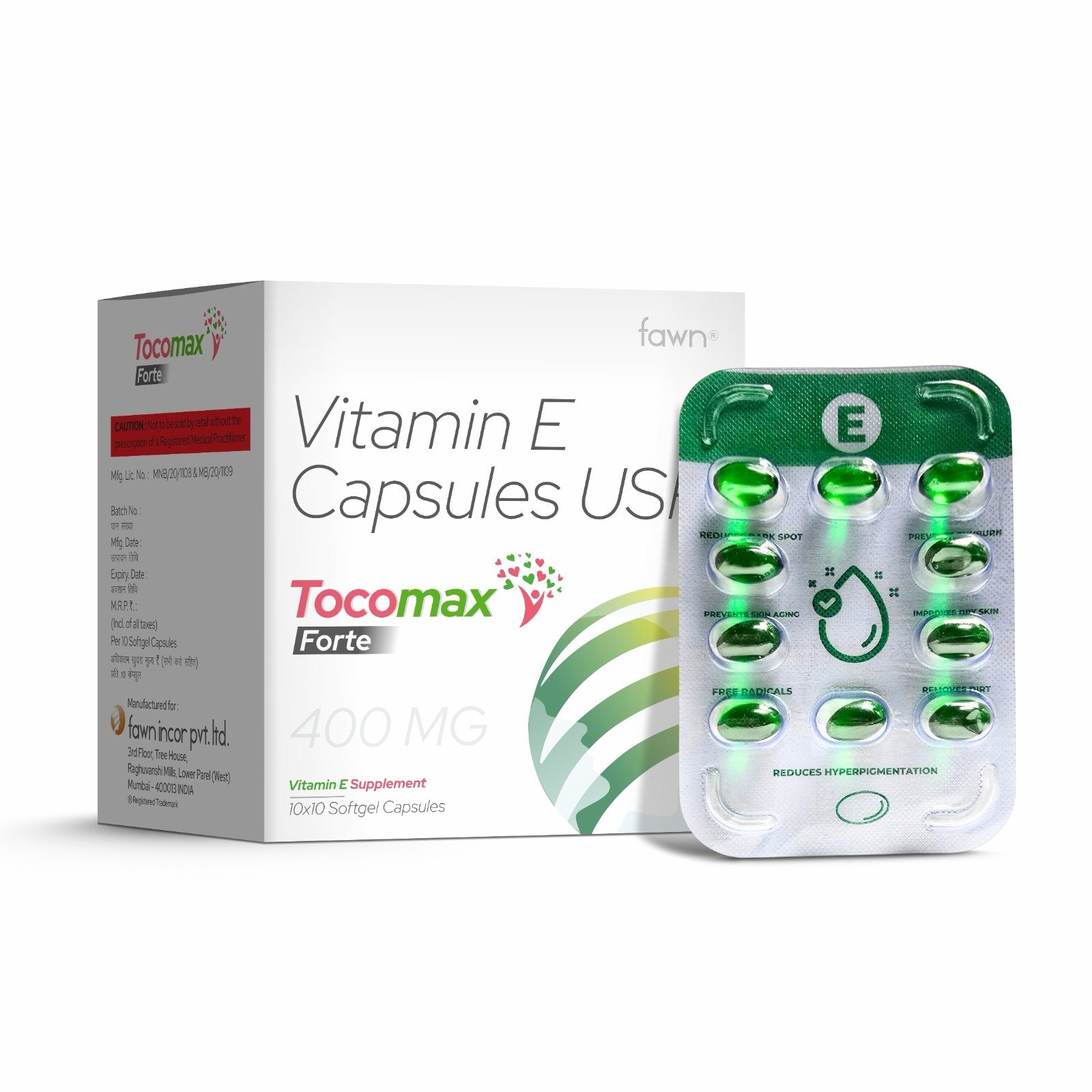 Vitamin E Capsules USP 400 Mg - TOCOMAX FORTE Softgel