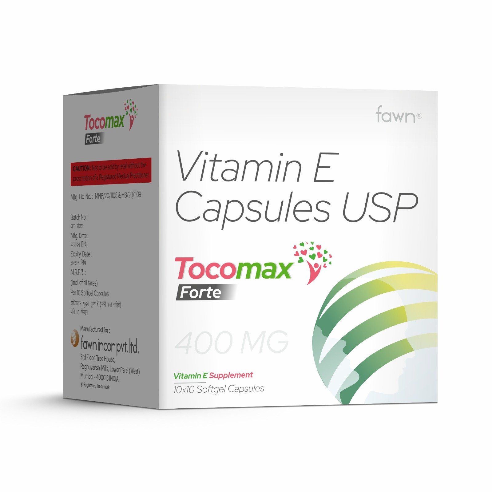 Vitamin E Capsules USP 400 Mg - TOCOMAX FORTE Softgel