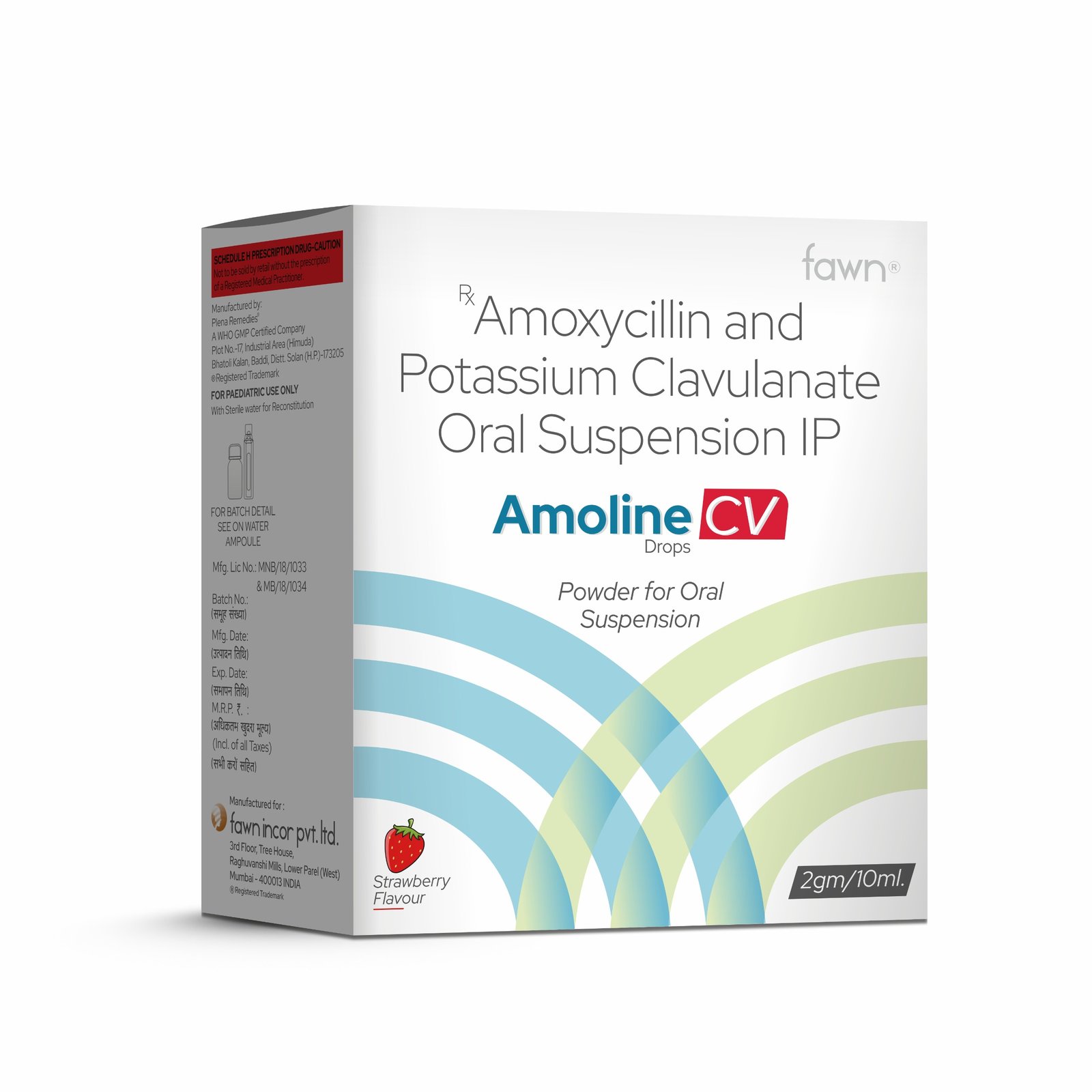 Amoxicillin and Potassium Clavulanate Oral Suspension Ip (Strawberry Flavour) - AMOLINE CV Drops