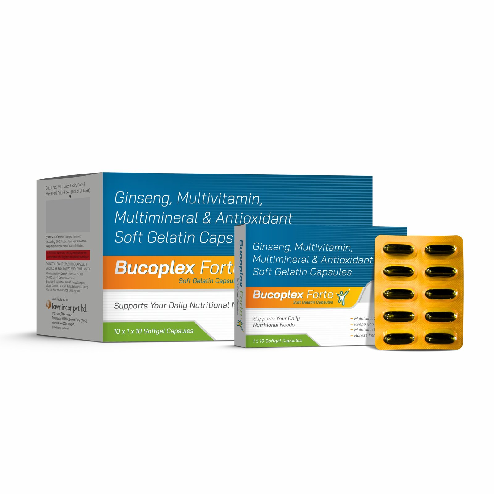 Ginseng Multivitamin Multimineral Antioxidants Soft Gelatin Capsules - BUCOPLEX FORTE Softgel