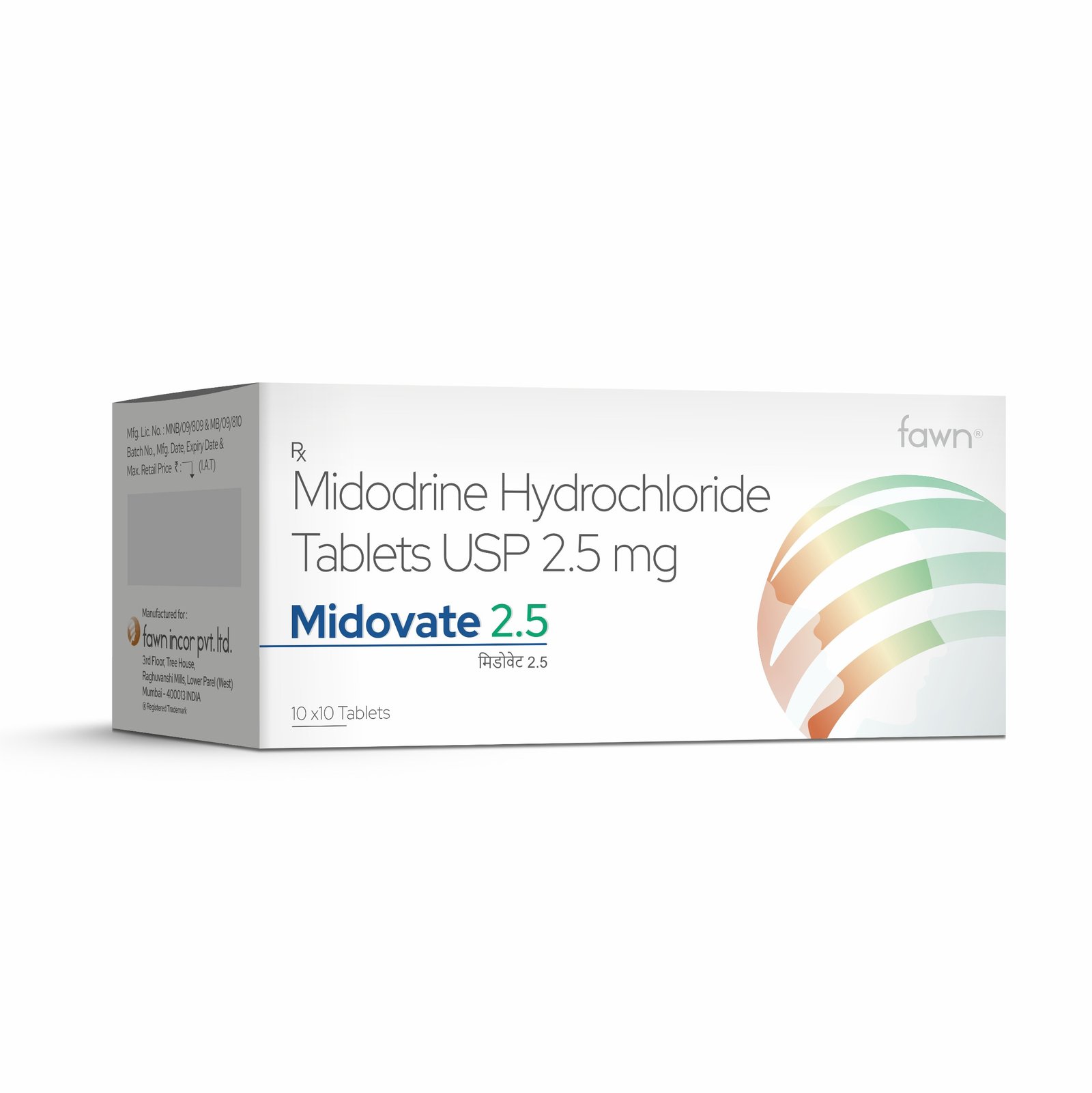 Midodrine Hydrochloride Tablets USP 2.5 MG - MIDOVATE 2.5 Tablets