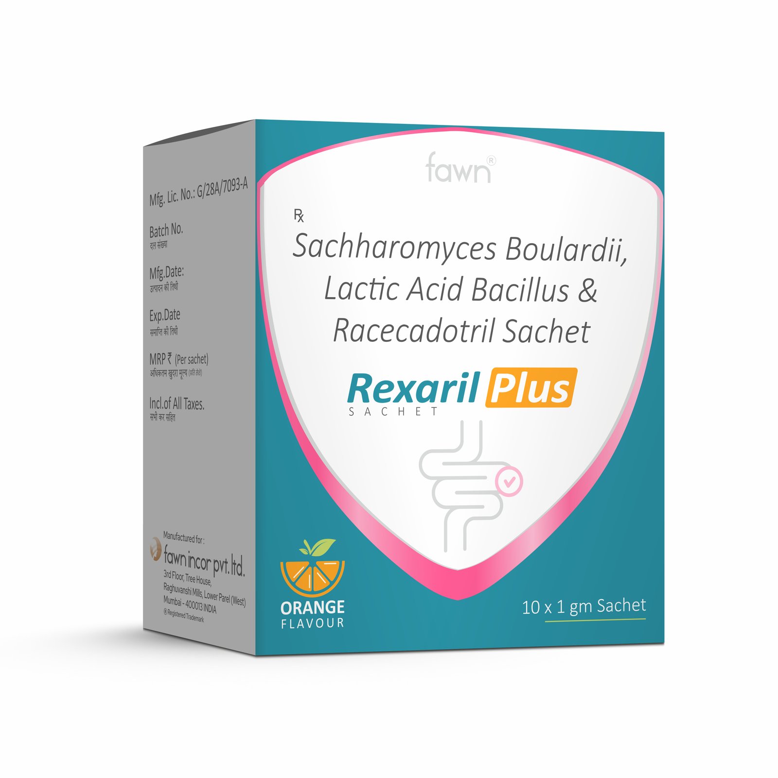 Saccharomyces Boulardii Lactic Acid Bacillus & Racecadotril Sachet -  REXARIL PLUS