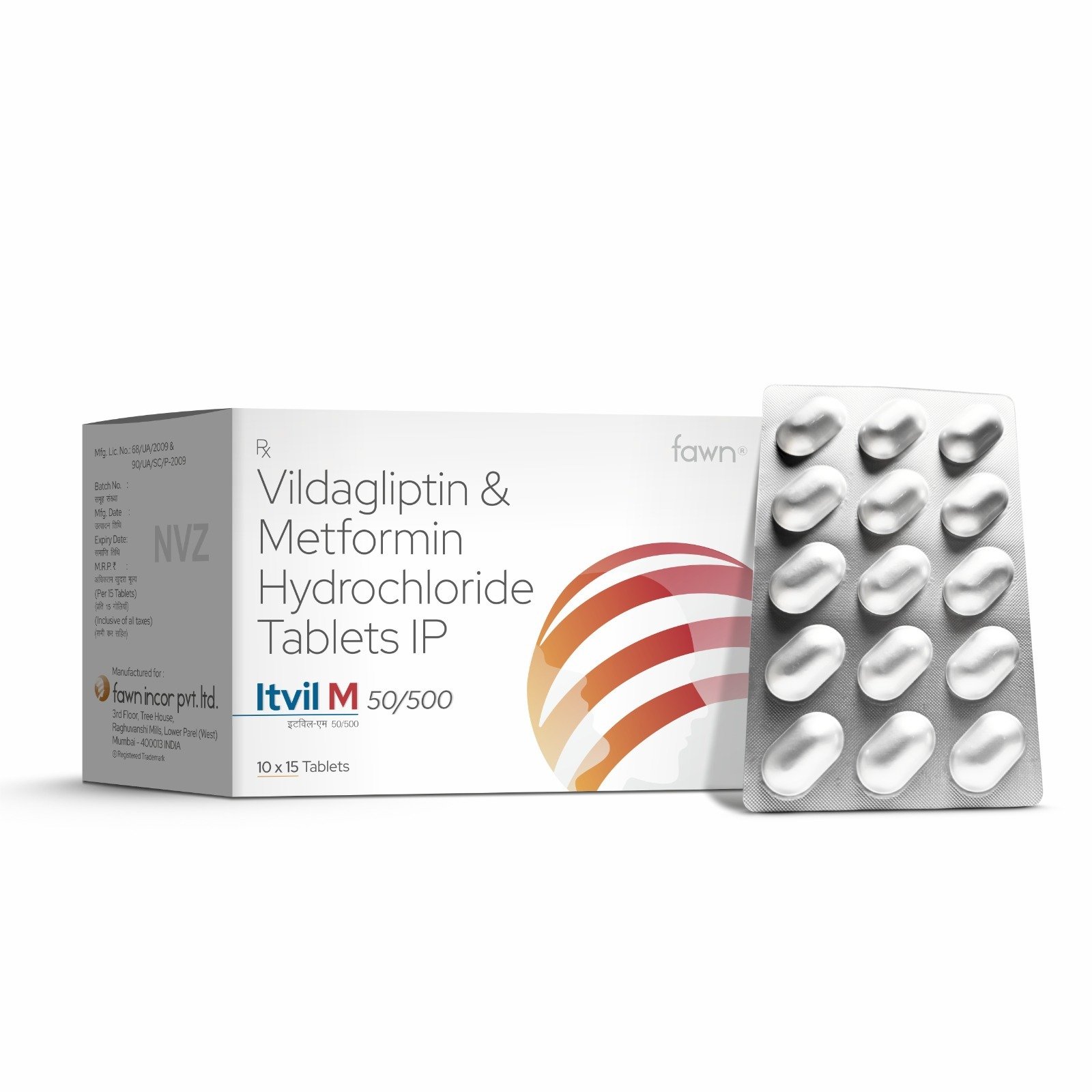 Vildagliptin & Metformin Hydrochloride Tablets - ITVIL M  50/500