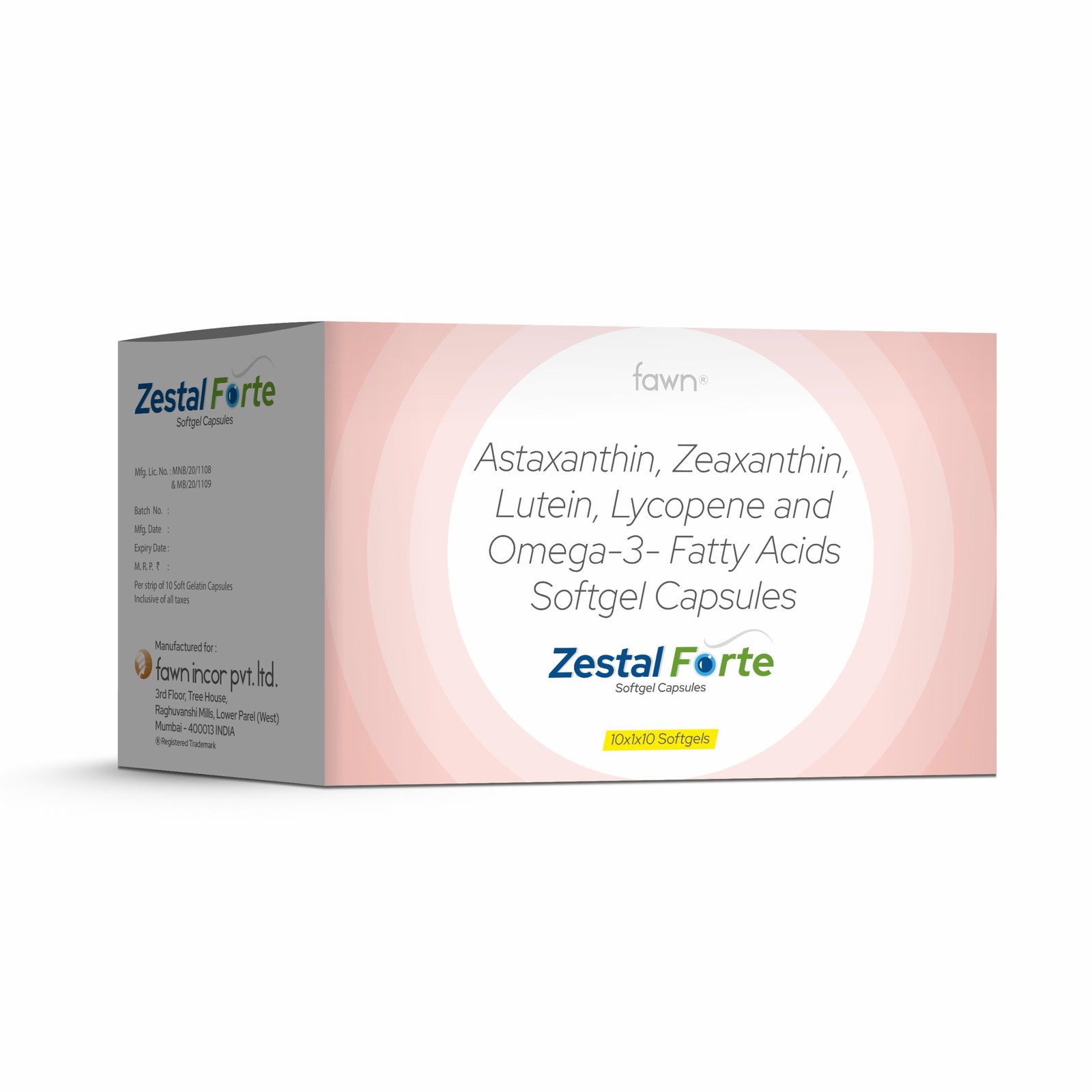 Zeaxanthin+Lutein+Lycopene+Astaxanthin+Omega-3 Fatty Acid (EPA+DHA) Softgel Capsules  - ZESTAL FORTE