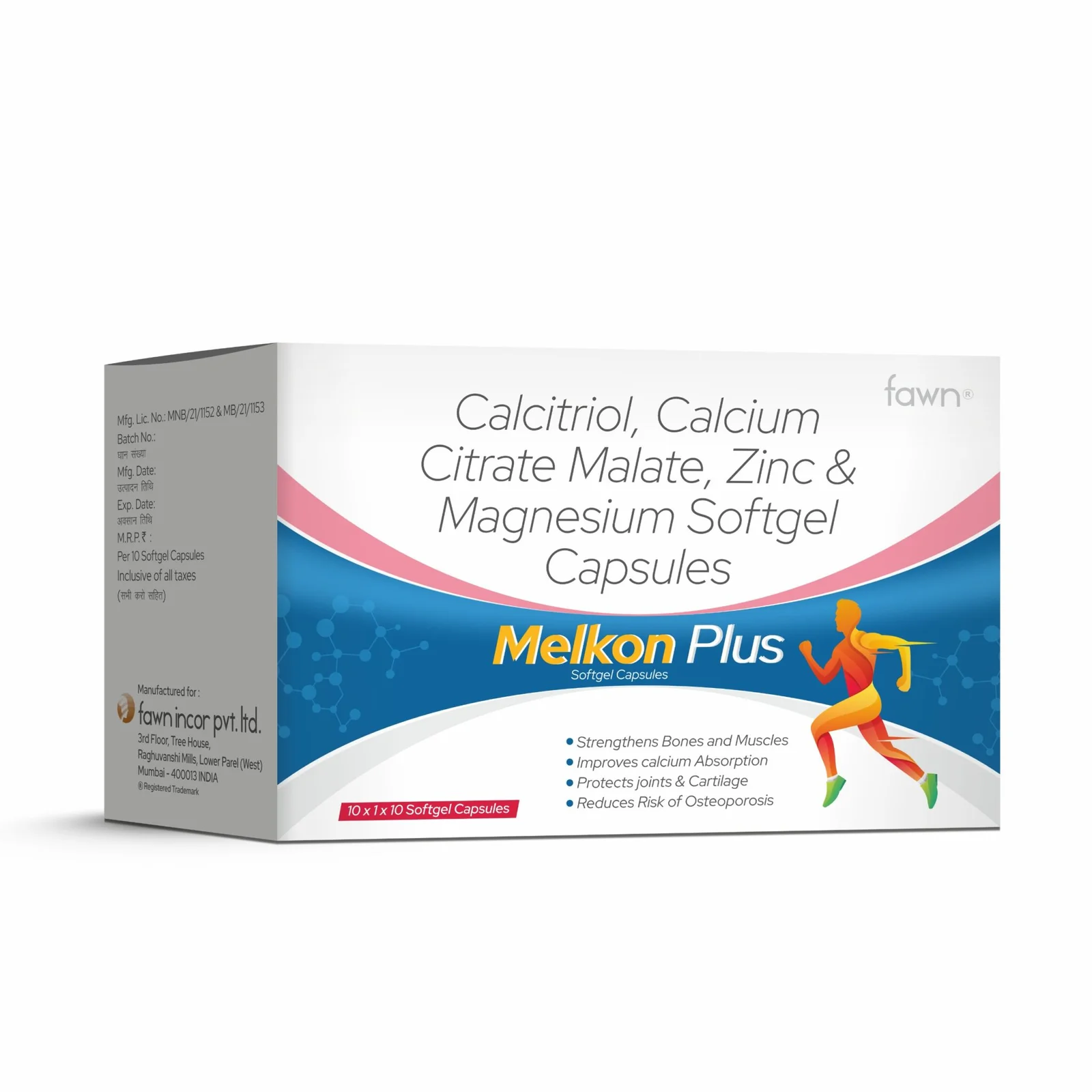 Calcitriol, Calcium Citrate Maleate, Zinc Oxide & Magnesium Oxide Soft Gelatin Capsules - MELKON PLUS