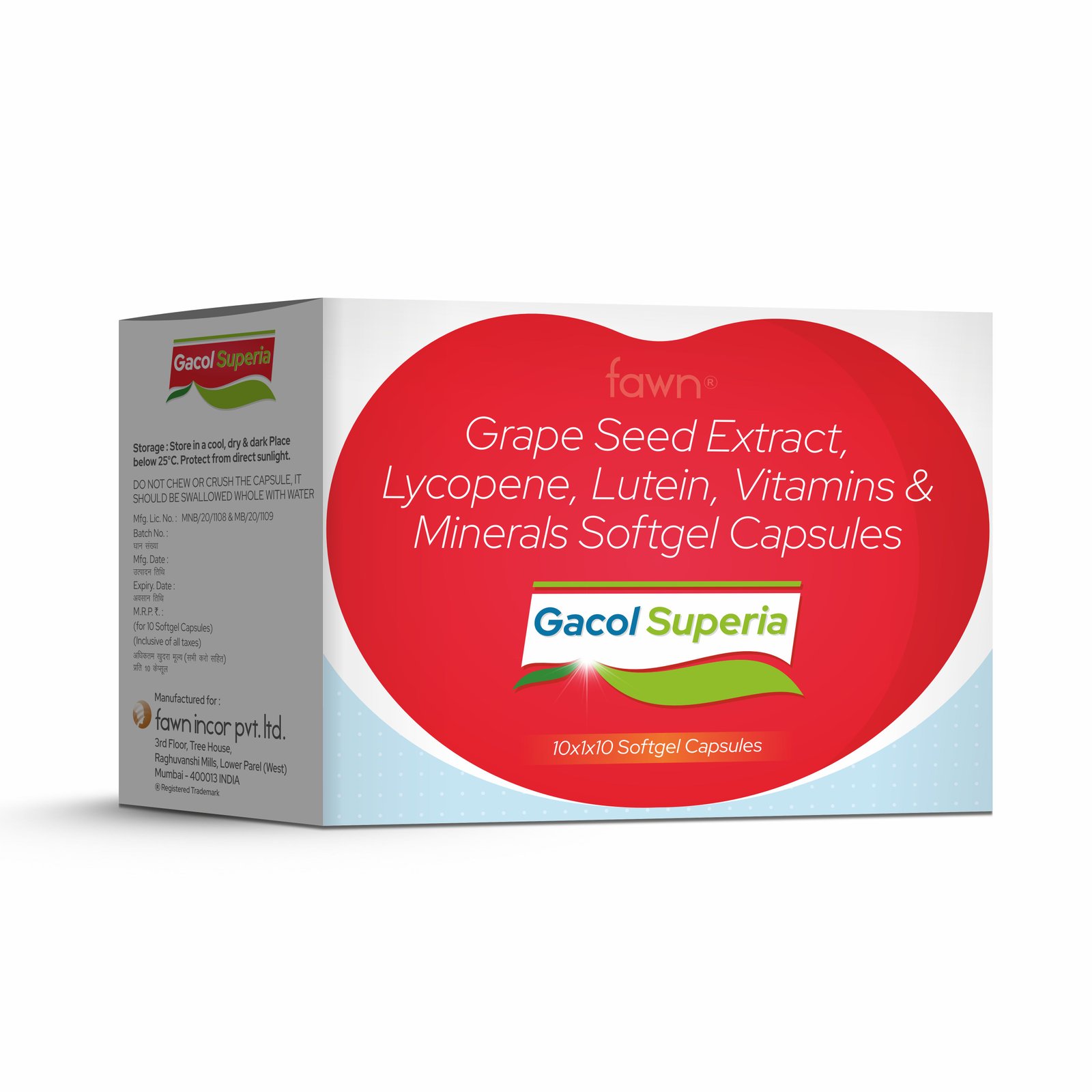 Grape Seed Extract, Lycopene, Lutein Vitamins & Minerals Soft Gelatin Capsules - GACOL SUPERIA
