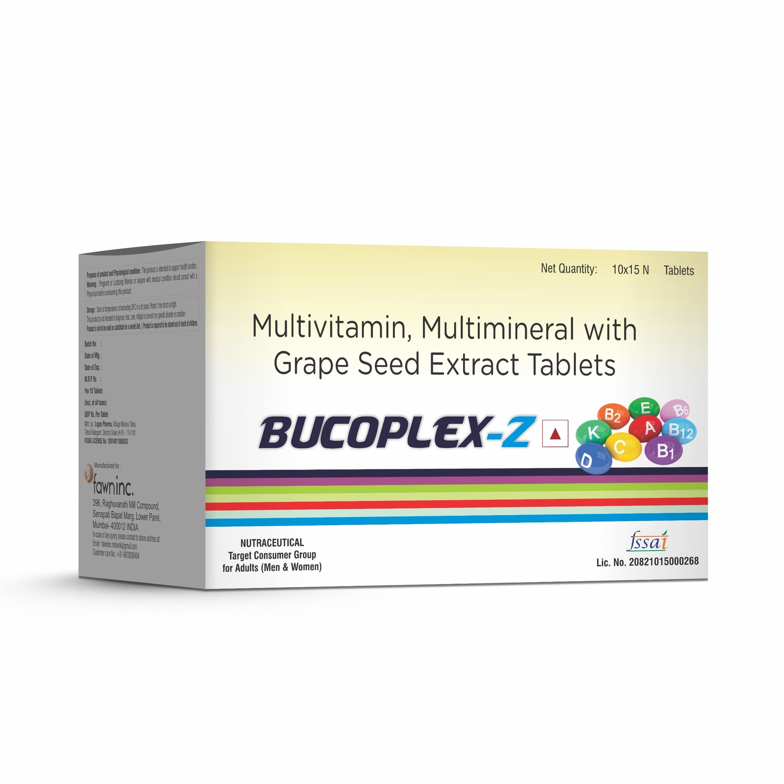 Multivitamin & Multimineral with Grape Seed Extract Tablets - BUCOPLEX Z Tablets