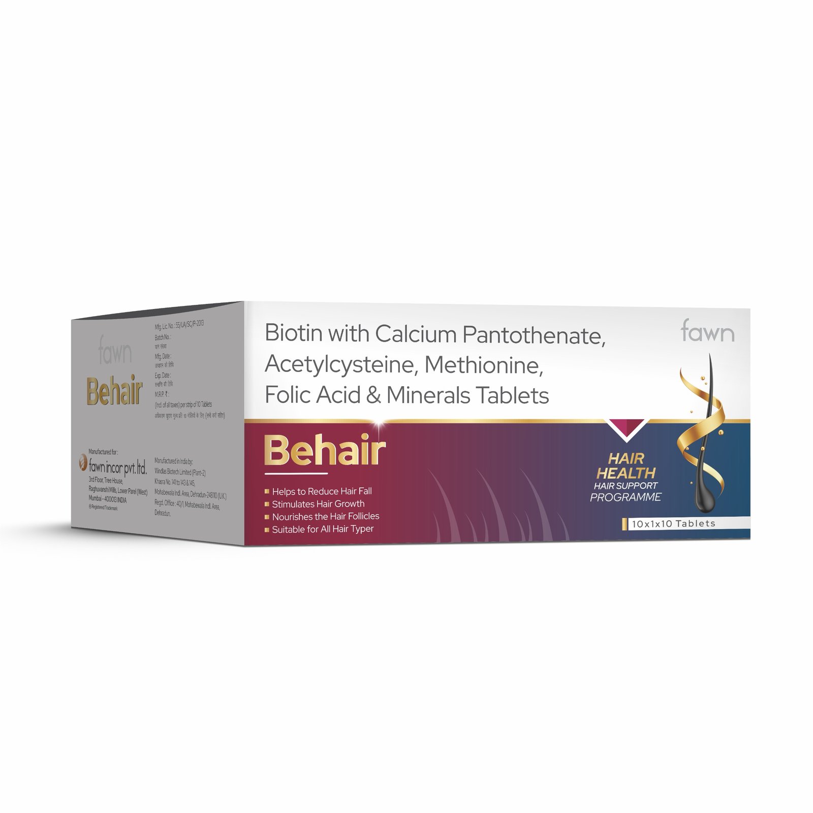 Biotin + Calcium Pantothenate + N-Acetyl Cysteine + Minerals Tablets - BEHAIR