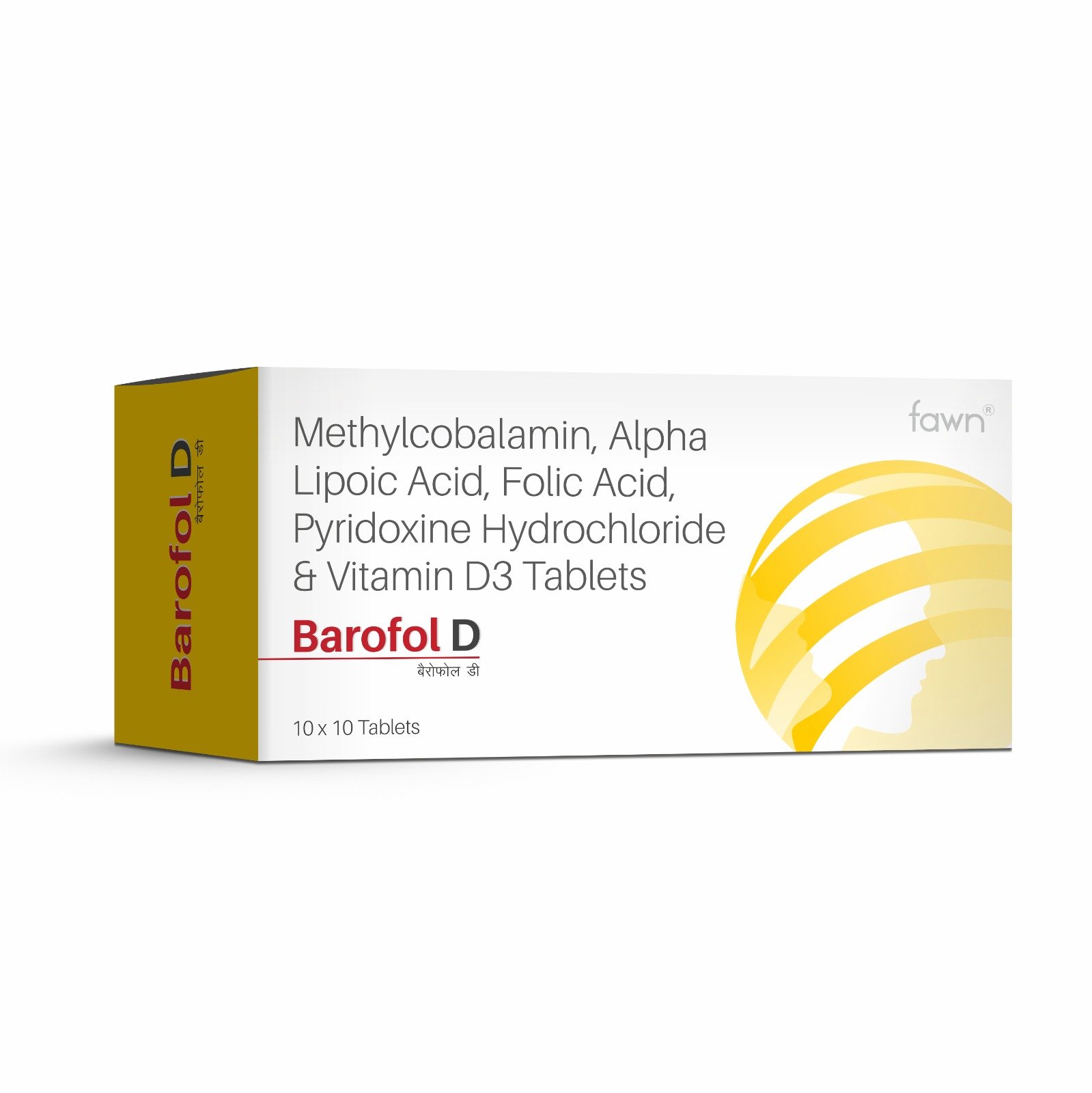 Alpha Lipoic Acid, Folic Acid, Methylcobalamin, Pyridoxine HCl & Vitamin D3 Tablets - BAROFOL D
