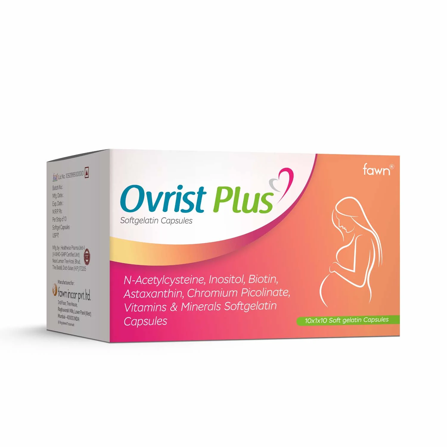 N Acetylcysteine, Inositol, Biotin, Astaxanthin, Chromium Picolinate with vitamins & minerals softgel capsules - OVRIST PLUS