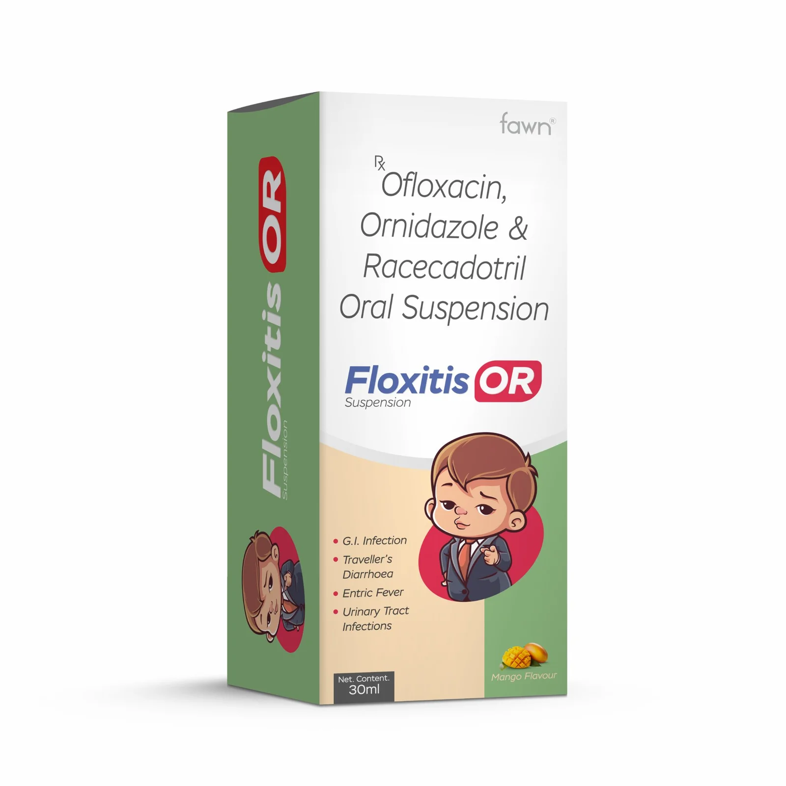 Ofloxacin, Ornidazole & Racecadotril Oral Suspension - FLOXITIS OR Suspension