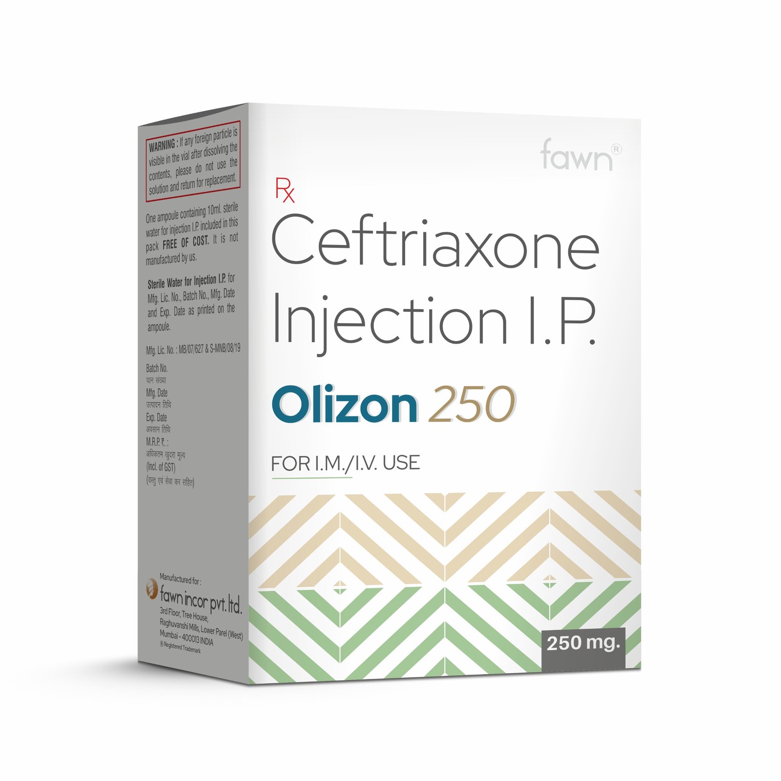 Ceftriaxone Injection IP 250 Mg - OLIZON 250