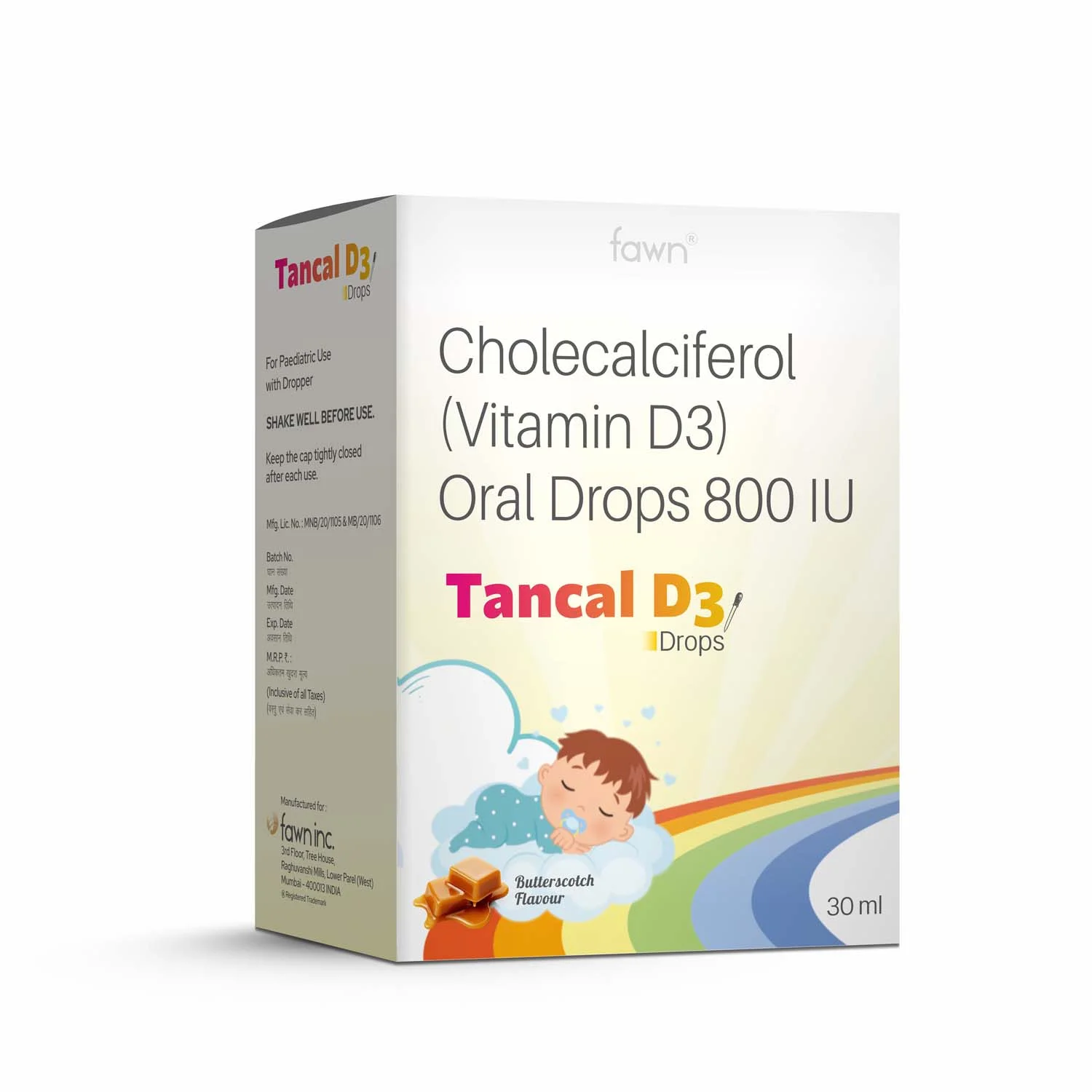 Cholecalciferol Vitamin D3 Oral Drops 800 IU - TANCAL D3 DROPS (KIDS)