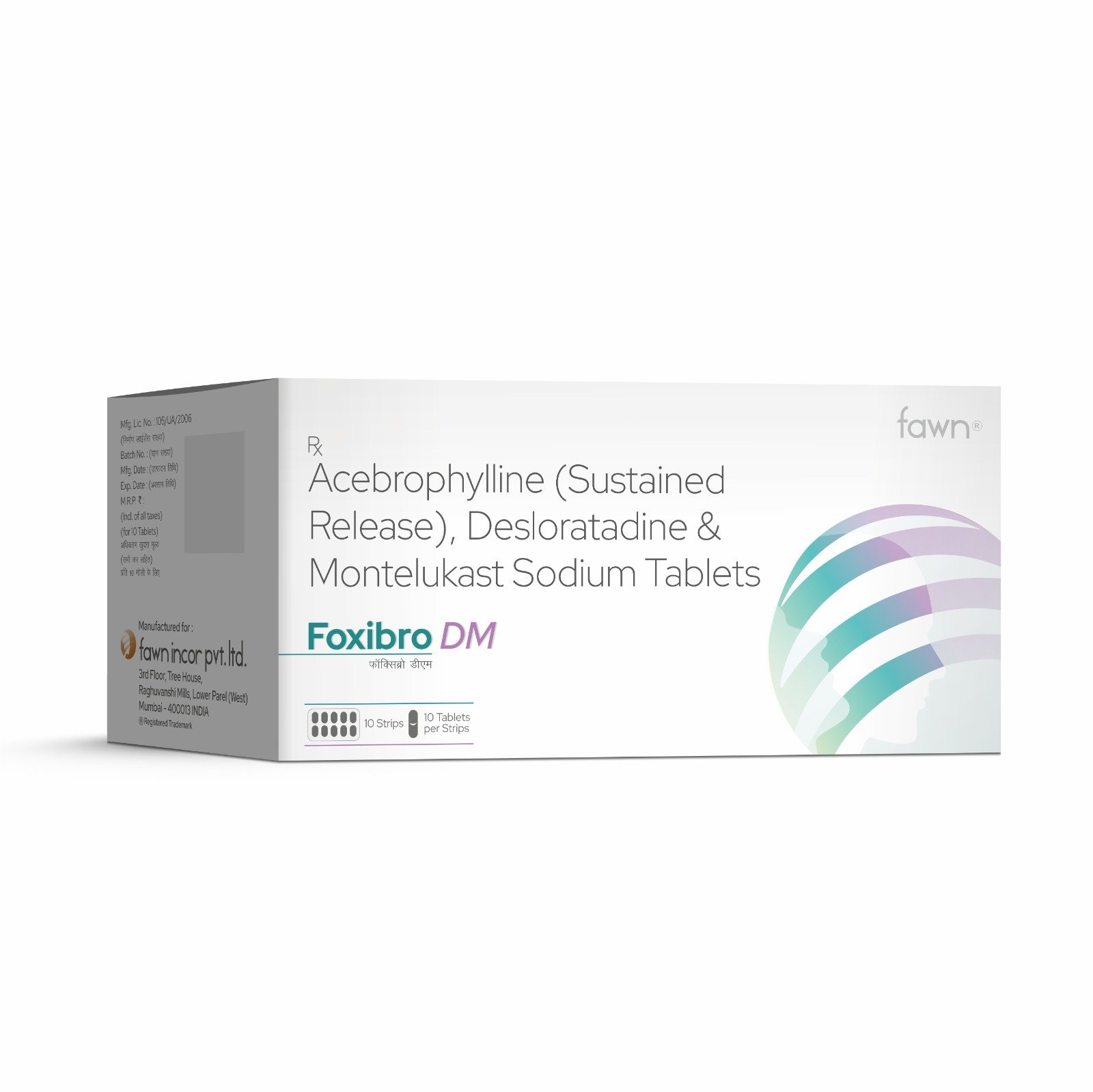 Acebrophylline (Sustained Release) with Desloratadine & Montelukast Sodium Tablets - FOXIBRO DM