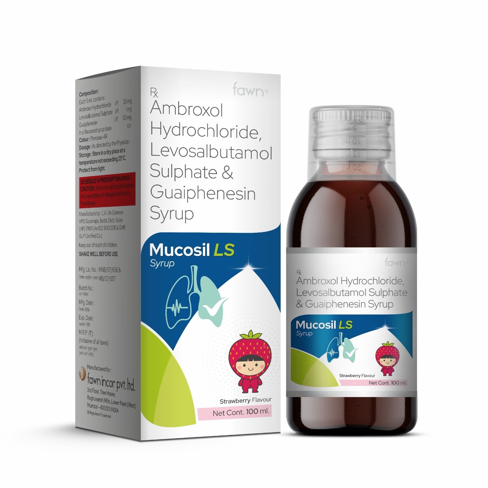 Ambroxol Hydrochloride, Levosalbutamol Sulphate & Guaiphenesin Syrup - MUCOSIL LS Syrup