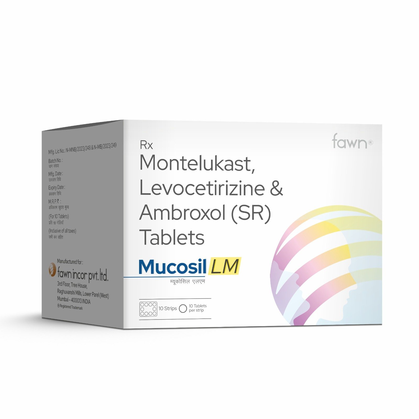 Montelukast, Levocetirizine & Ambroxol (SR) Tablets - MUCOSIL LM
