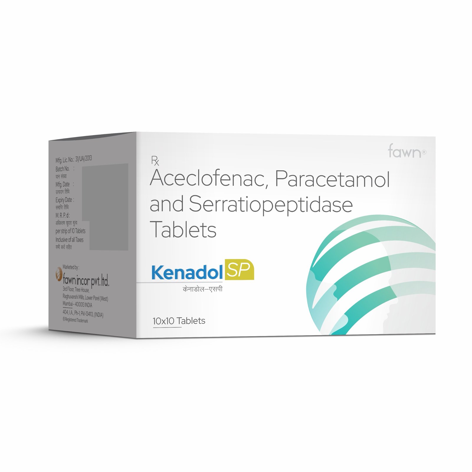 Aceclofenac, Paracetamol & Serratiopeptidase Tablets - KENADOL SP