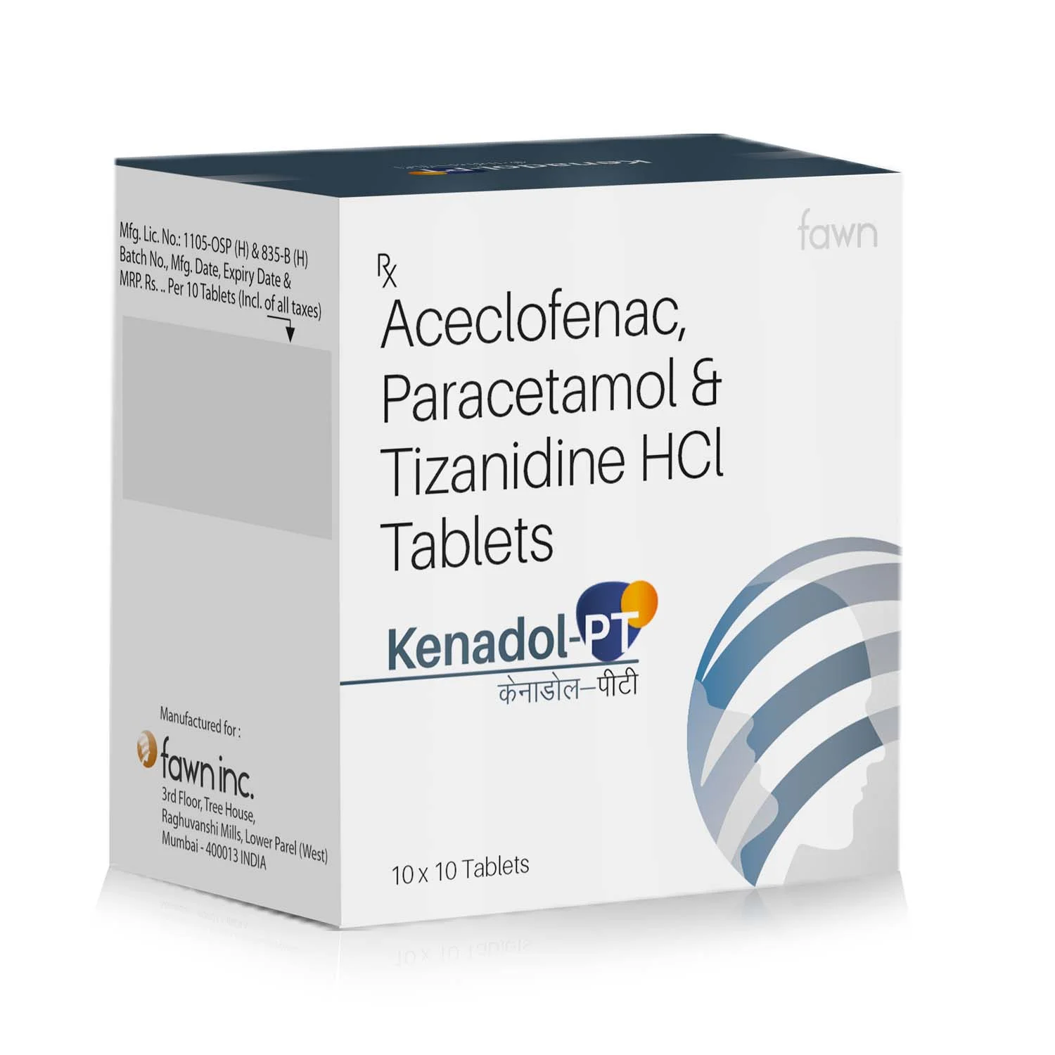 Aceclofenac, Paracetamol & Tizanidine HCl Tablets - KENADOL PT