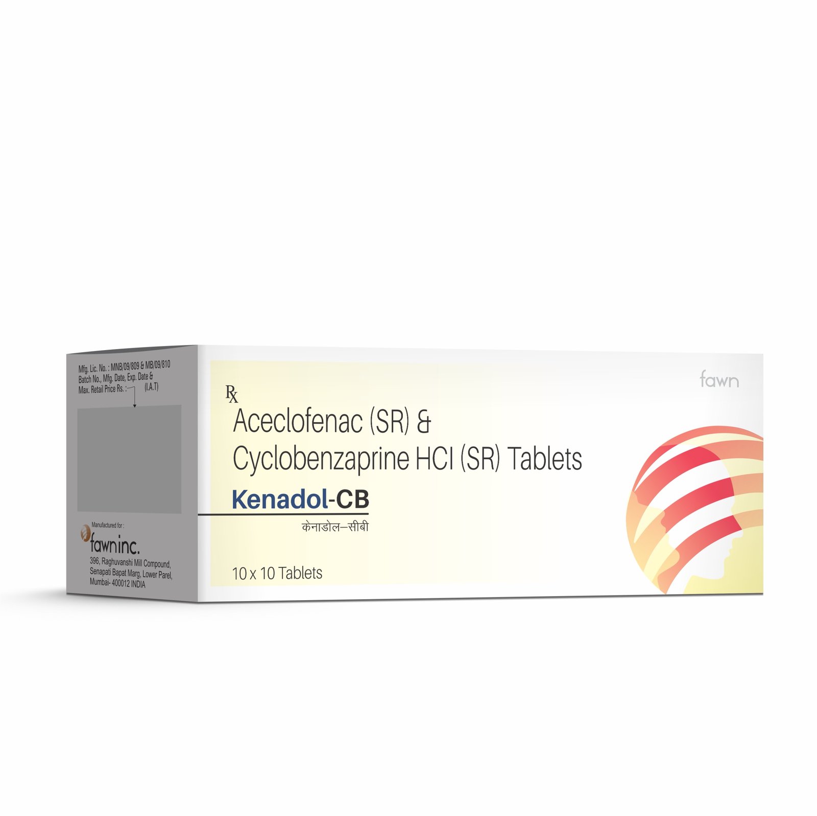 Aceclofenac (SR) 200 Mg & Cyclobenzaprine HCl (SR) 15 Mg Tablets - KENADOL CB