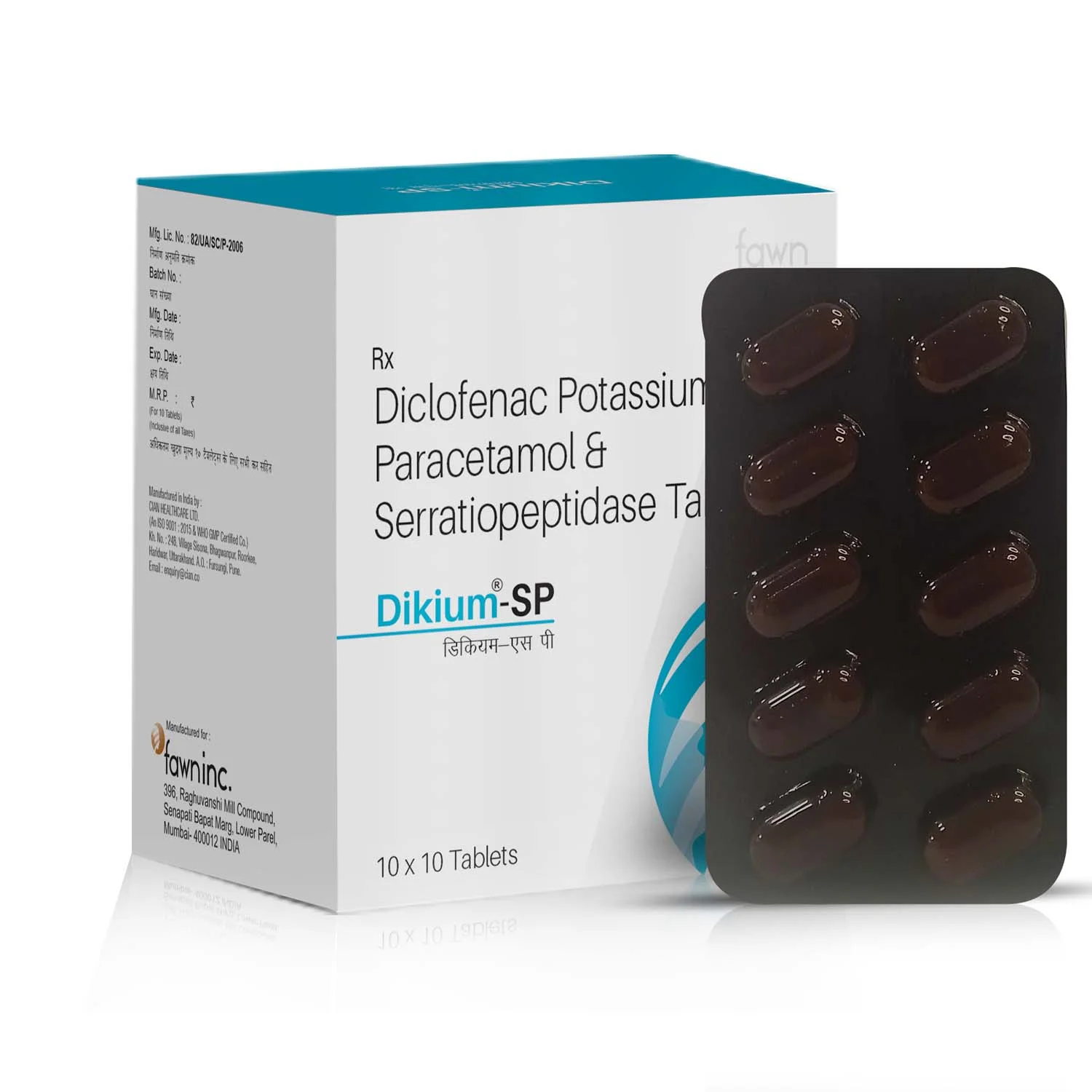 Diclofenac Potassium, Paracetamol & Serratiopeptidase Tablets - DIKIUM SP