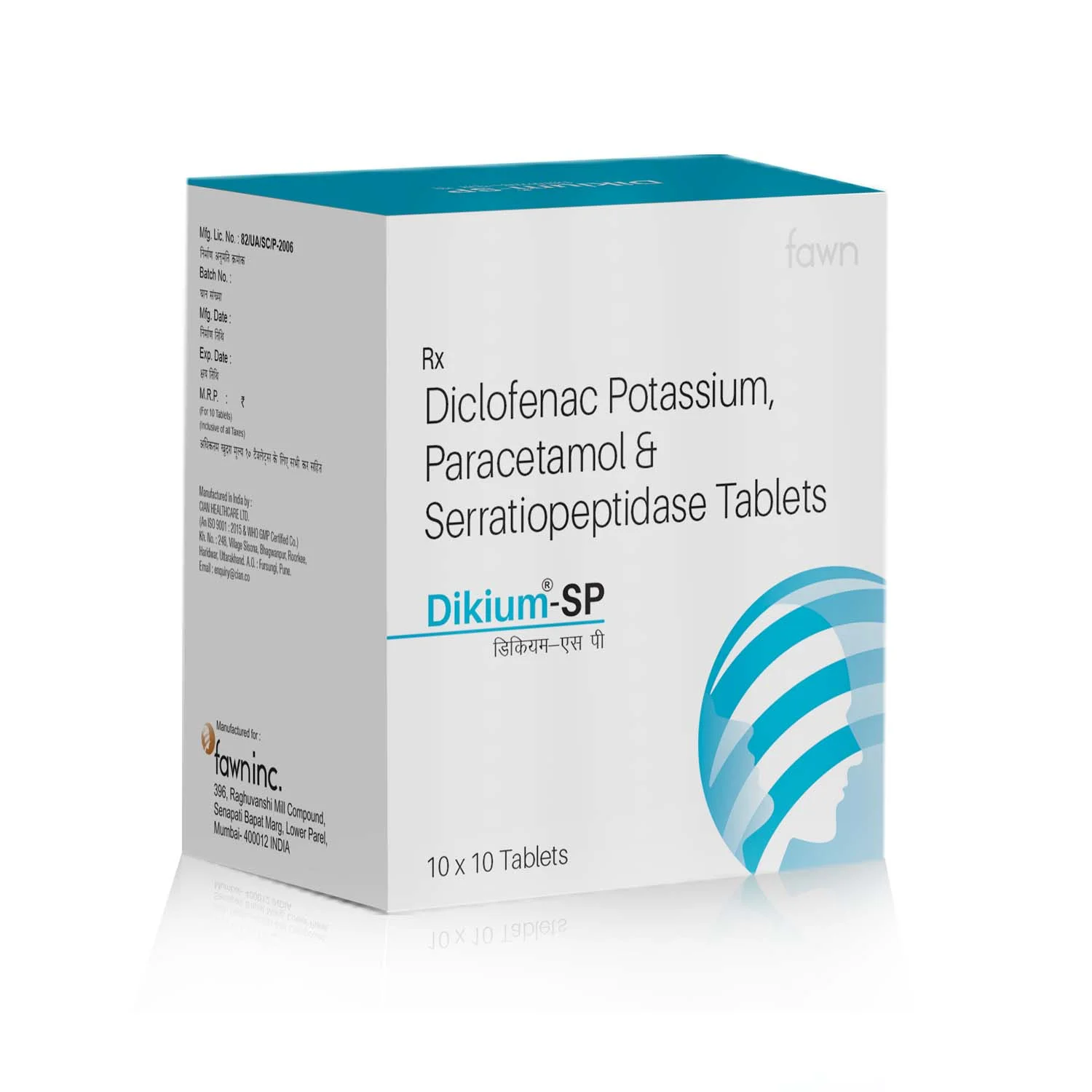 Diclofenac Potassium, Paracetamol & Serratiopeptidase Tablets - DIKIUM SP