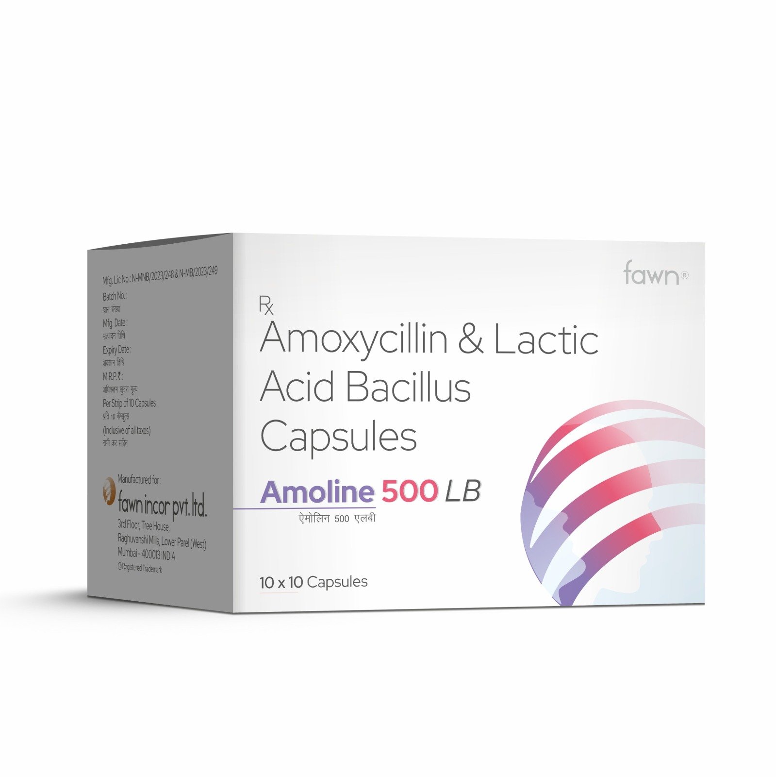 Amoxycillin & Lactic Acid Bacillus Capsules - AMOLINE 500 LB