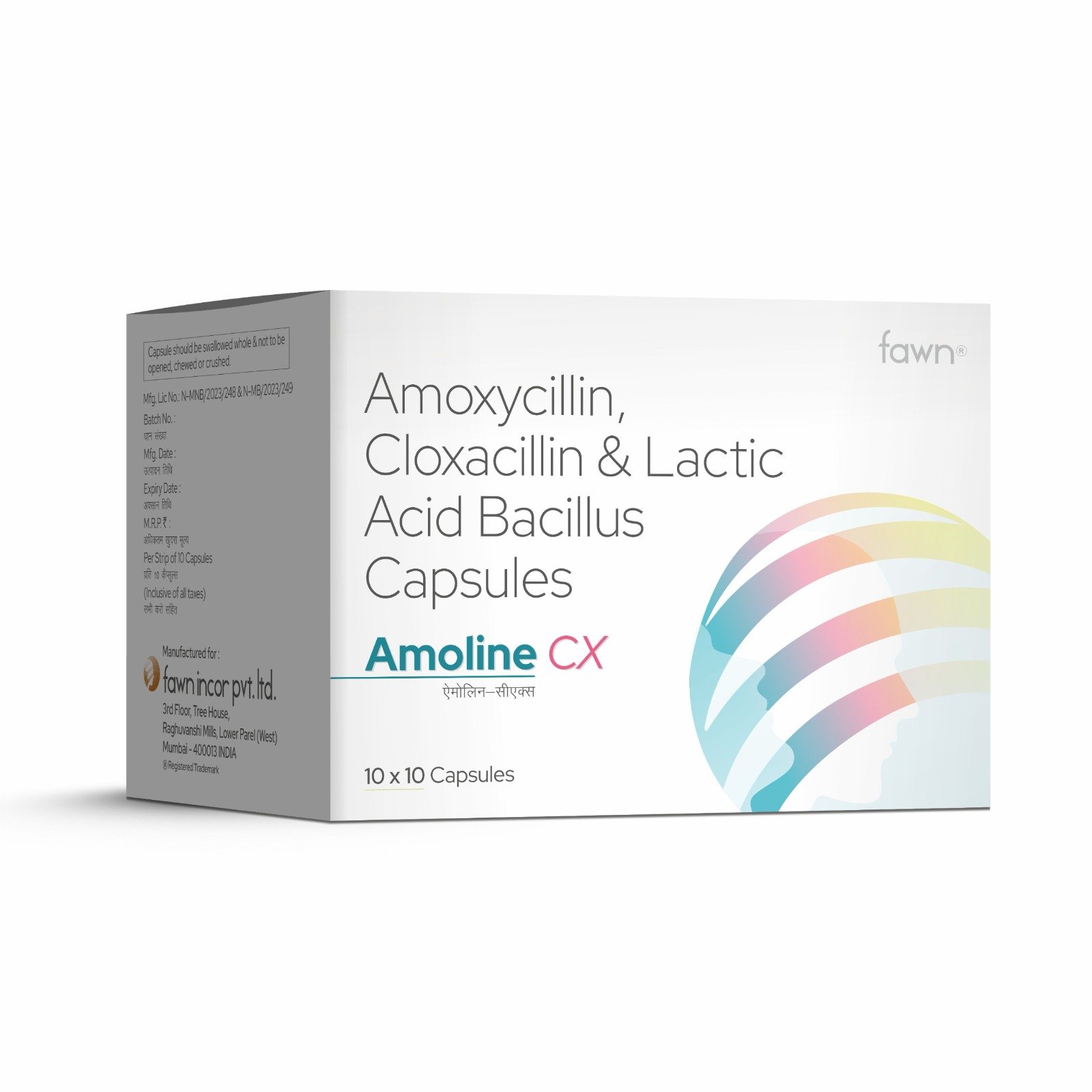 Amoxycillin, Cloxacillin & Lactobacillus Capsules - AMOLINE CX