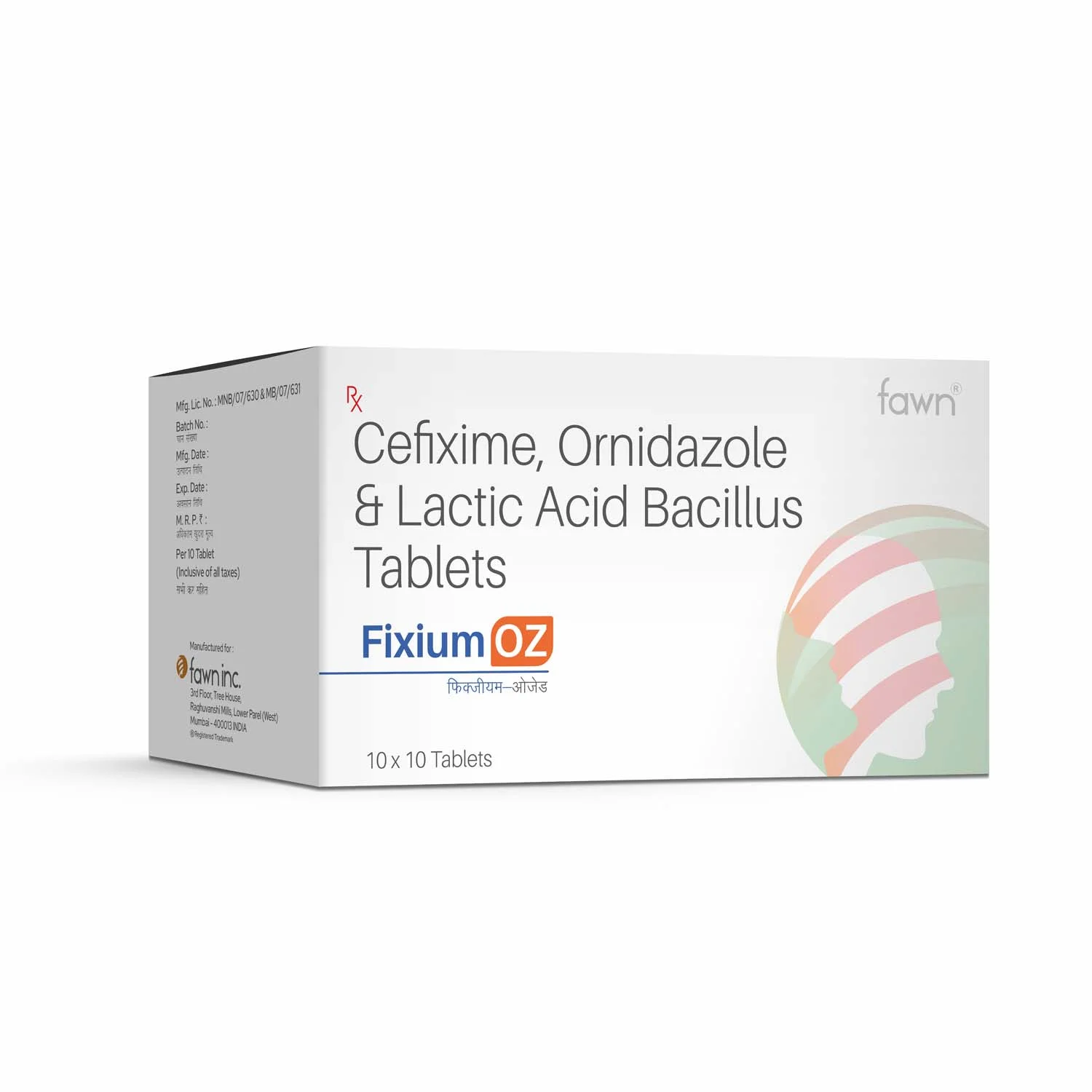 Cefixime, Ornidazole & Lactic Acid Bacillus Tablets - FIXIUM OZ