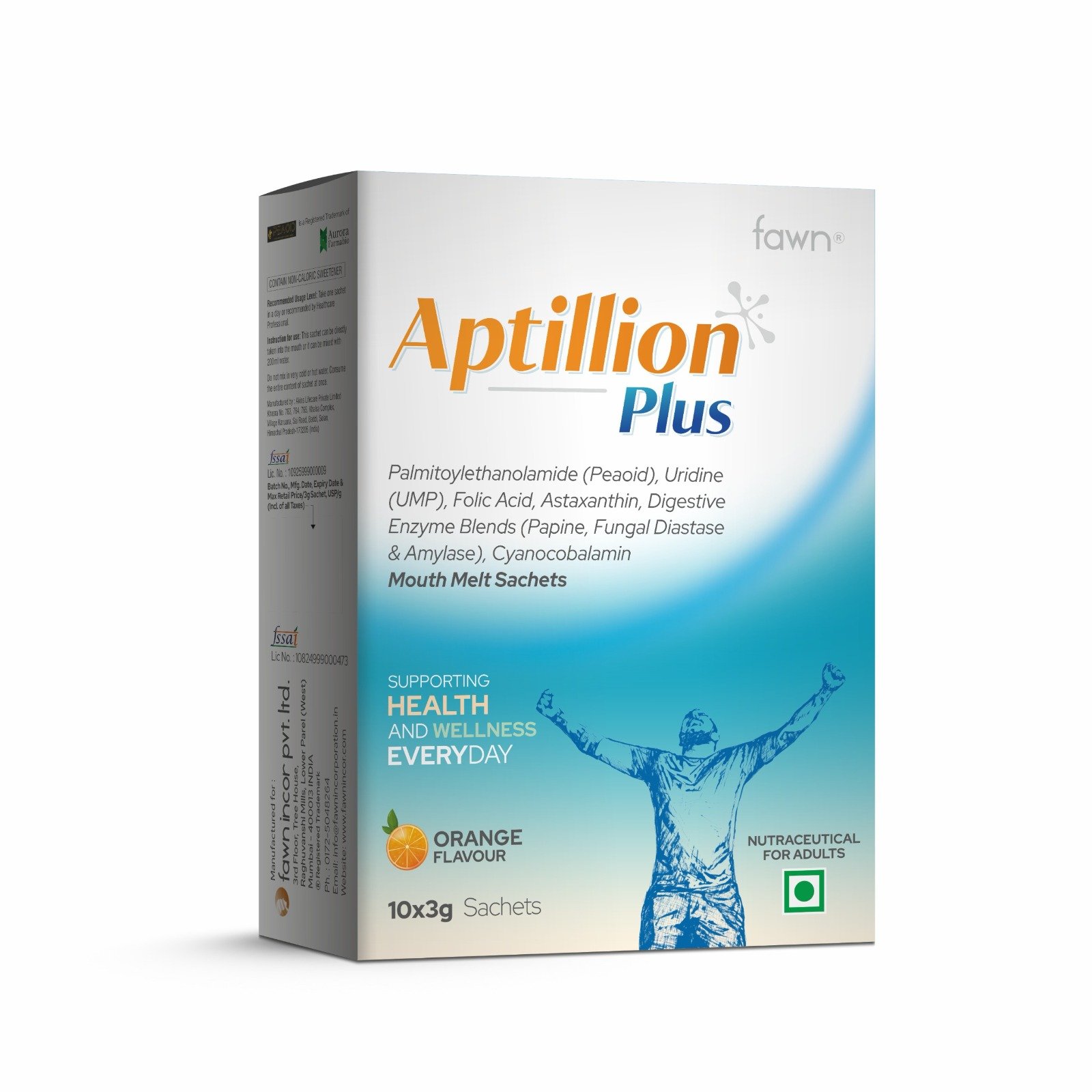 Palmitoylethanolamide PEA, Uridine UMP, Folic Acid, Astaxanthin, Papain, Fungal Diastase, Amylase & Cyanocobalamin Mouth Melt Sachets – APTILLION PLUS Sachet
