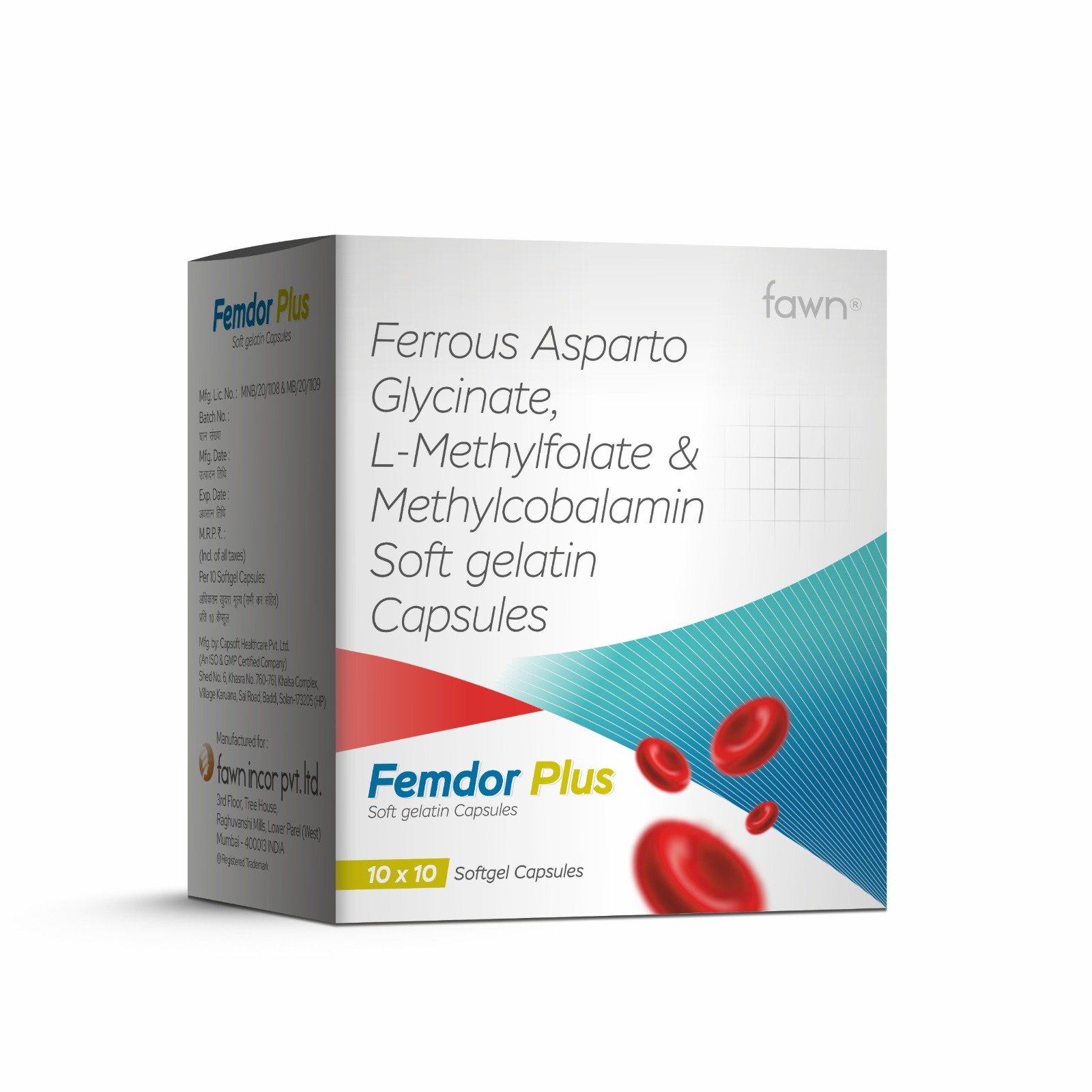 Ferrous Asparto Glycinate, L-Methylfolate & Methylcobalamin Softgel Capsules – FEMDOR Softgel Capsules